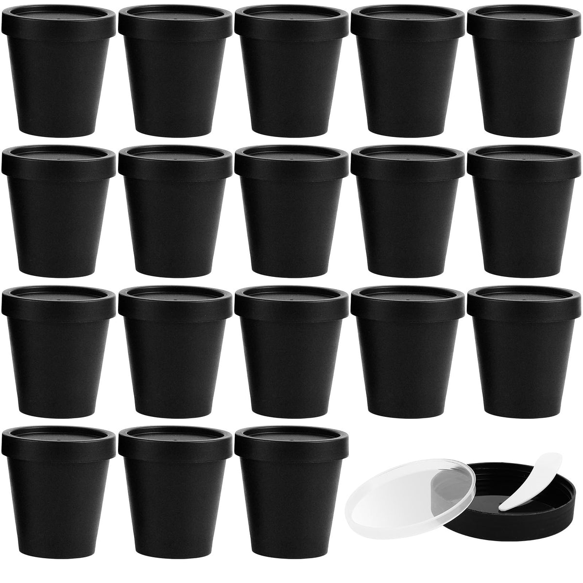 Tanlade 24 Pieces 7 Oz Pot Jars With Lids Spoons For Homemade Lotion Containers Plastic Empty Containers Leakproof Lip Sugar Scr