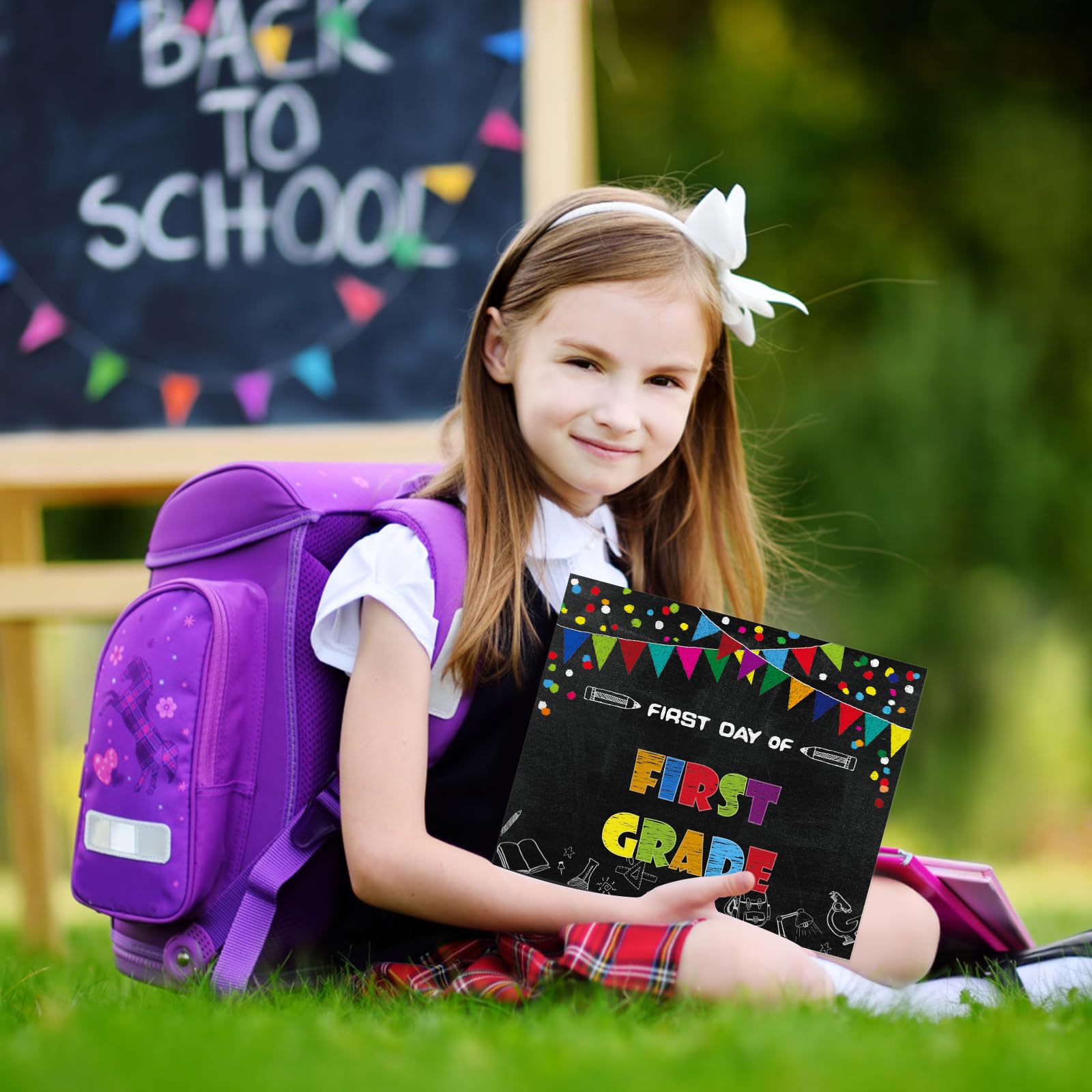 Waahome First Day Of School Chalkboard Sign 8''X10'' First Day Of School Photo Props Sign Back To School Signs For Kids Girls Bo