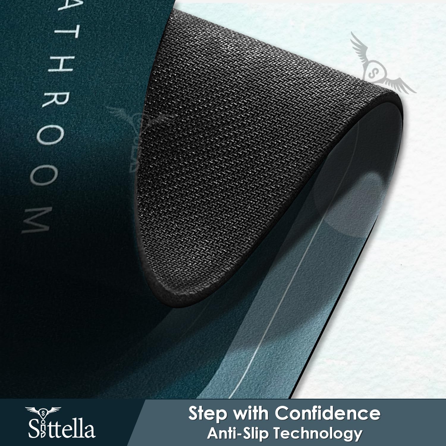 Sittella Rubber 3 Pieces (3.5Mm) Anti-Skid Water Soaking Bathroom Print Door Mat, Absorbent Mat (40X60Cm) Green, Oval)