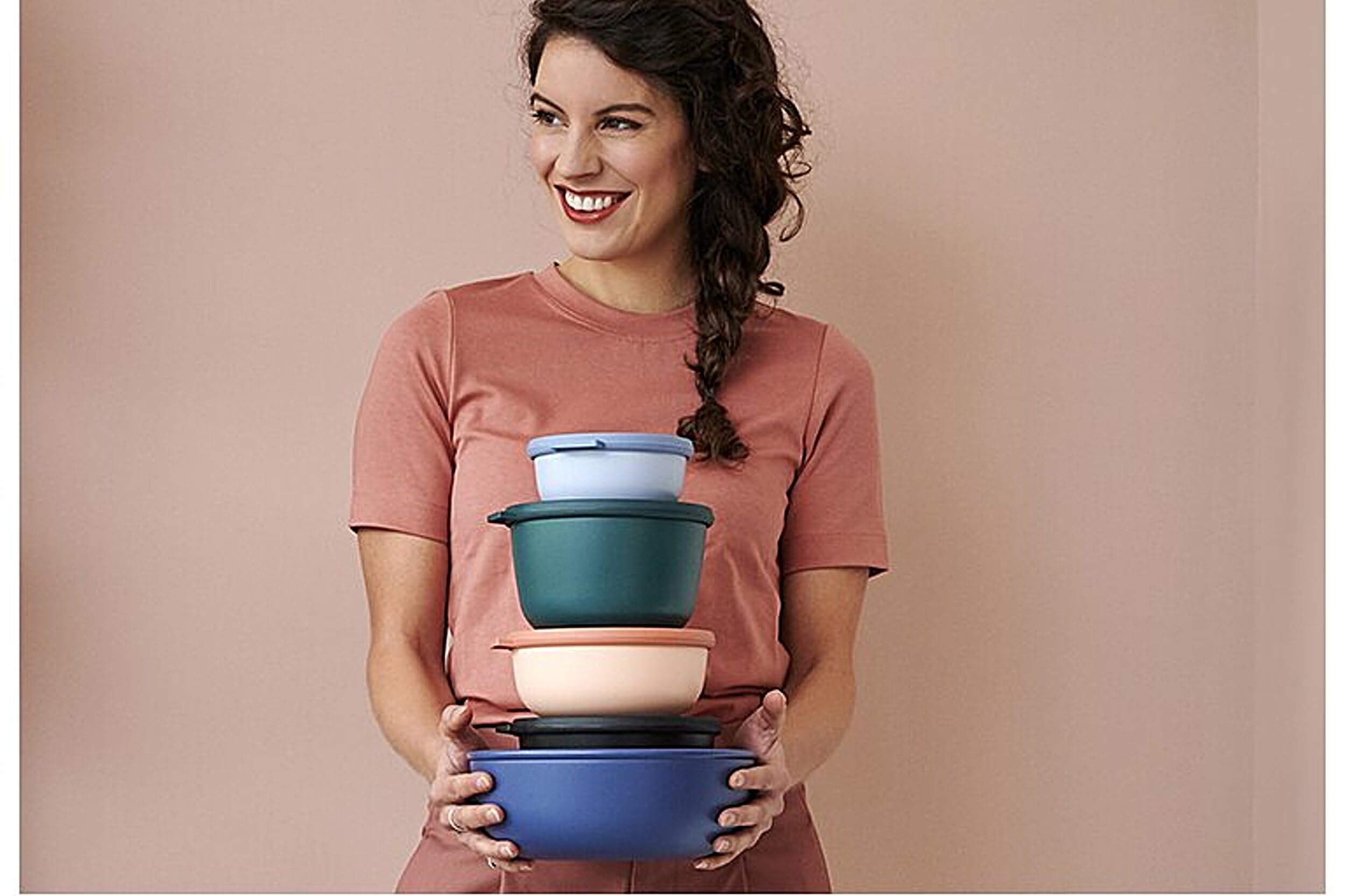 Rosti Mepal RST62120BLU Cirqula Multi Food Storage and Serving Bowl with Lid  Low 1.3 Quart  Nordic Blue