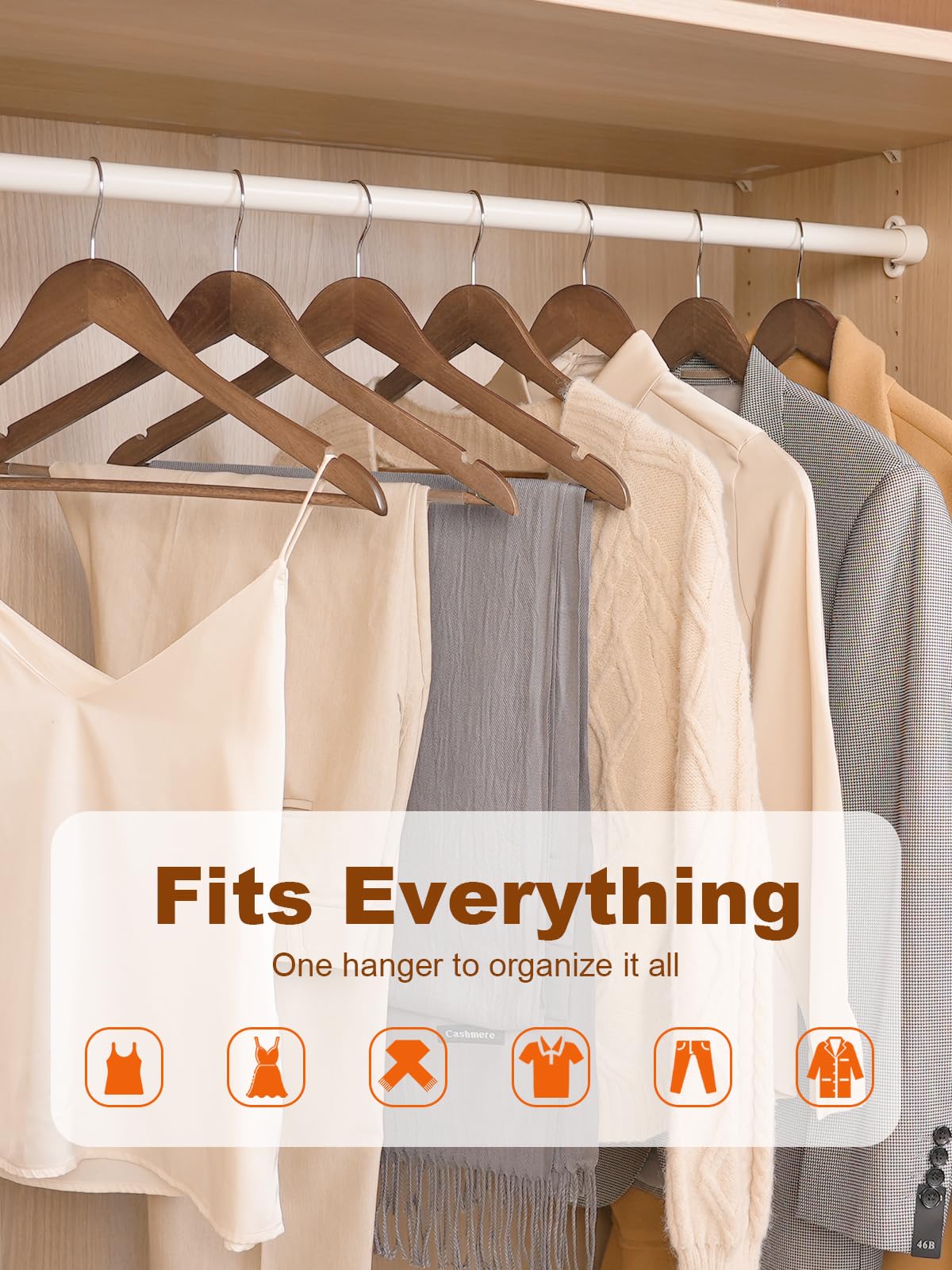 HOUSE DAY Premium Wooden Hangers High Grade Coat Hangers Wood Clothes Hangers Smooth Finish Wood Hangers for Closet Heavy Duty Hangers Suit Hangers for Clothes  Walnut  Jacket  Shirt  Tank Top  Dress