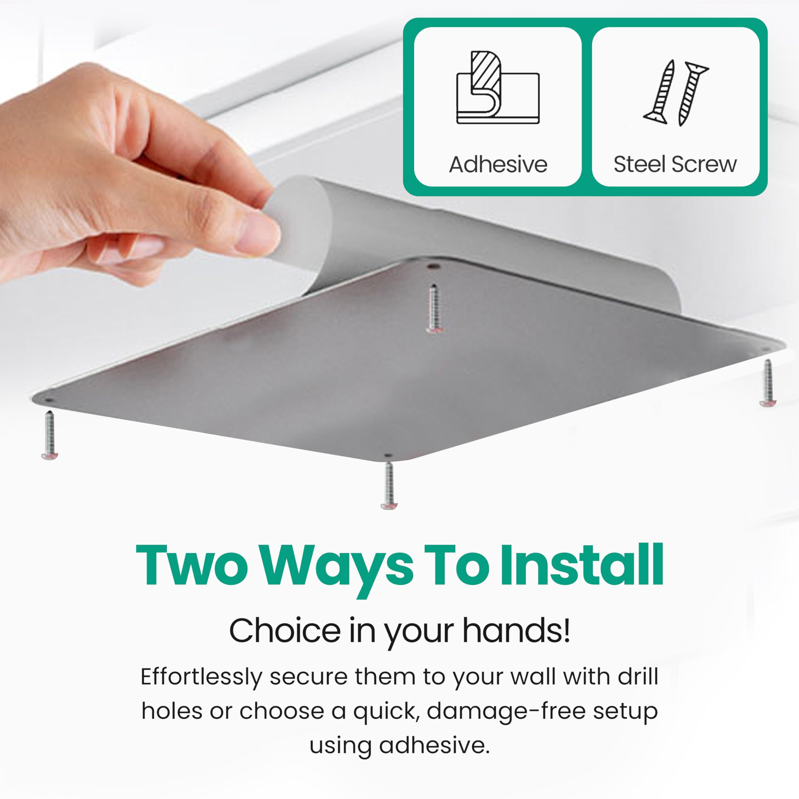 9.5 Inches X 6.5 Inches Stainless Steel Plate For Magnets, 3M Adhesive Back, Mounting Screws, Ideal For Magnetic Shelf, Spice Ho