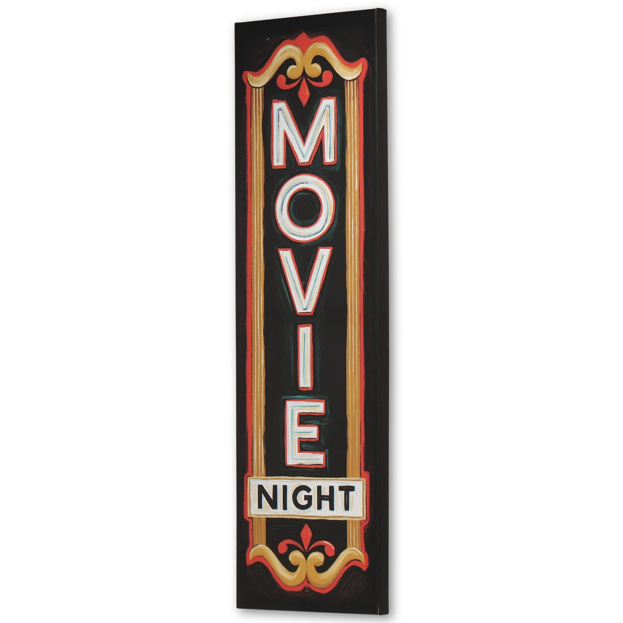 Open Road Brands Movie Night Canvas Wall Decor - Large Vintage Movie Sign For Theater Room, Man Cave Or Family Room