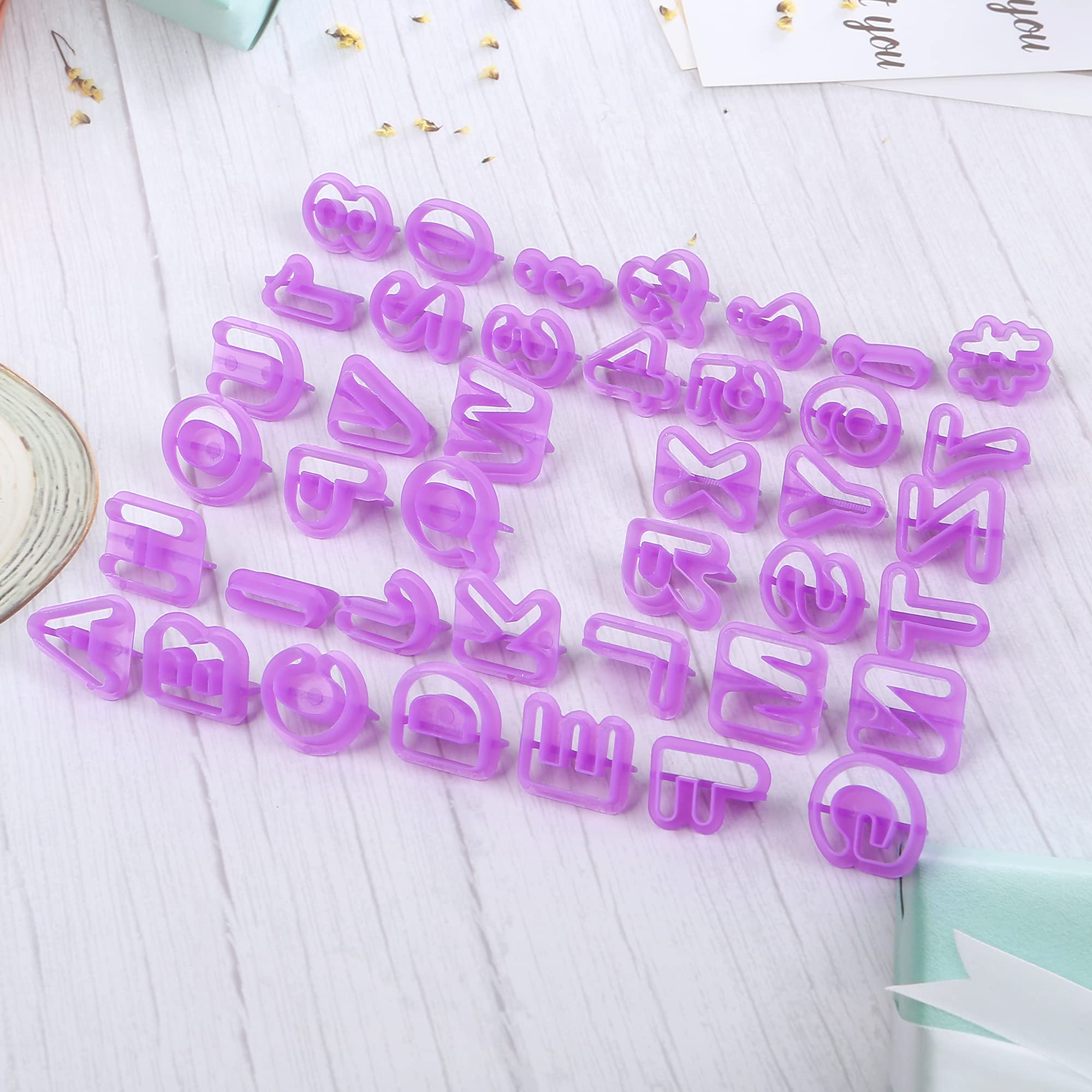 54Pcs Plastic Alphabet Number Symbol Cookie Cutters And Mini Fondant Cake Decorating Mould Tools By Cspring