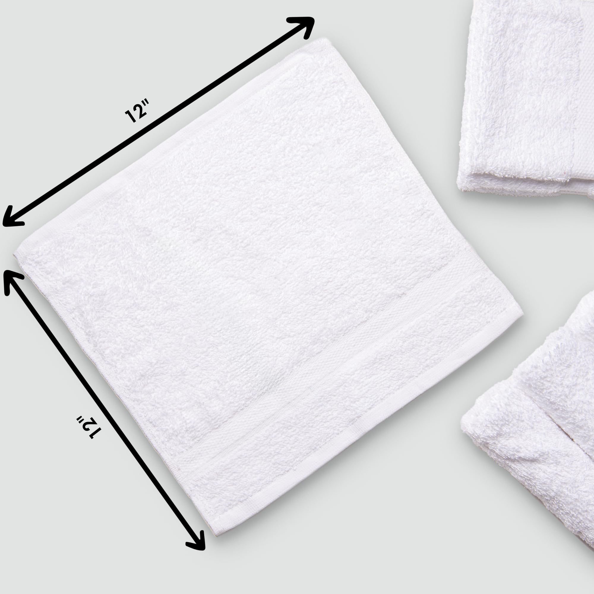 Bulk Spa White Washcloths - Set Of 24 - Size 12    X 12    - Thick Loop Pile Washcloth - Absorbent And Soft 100% Ring-Spun Cotto