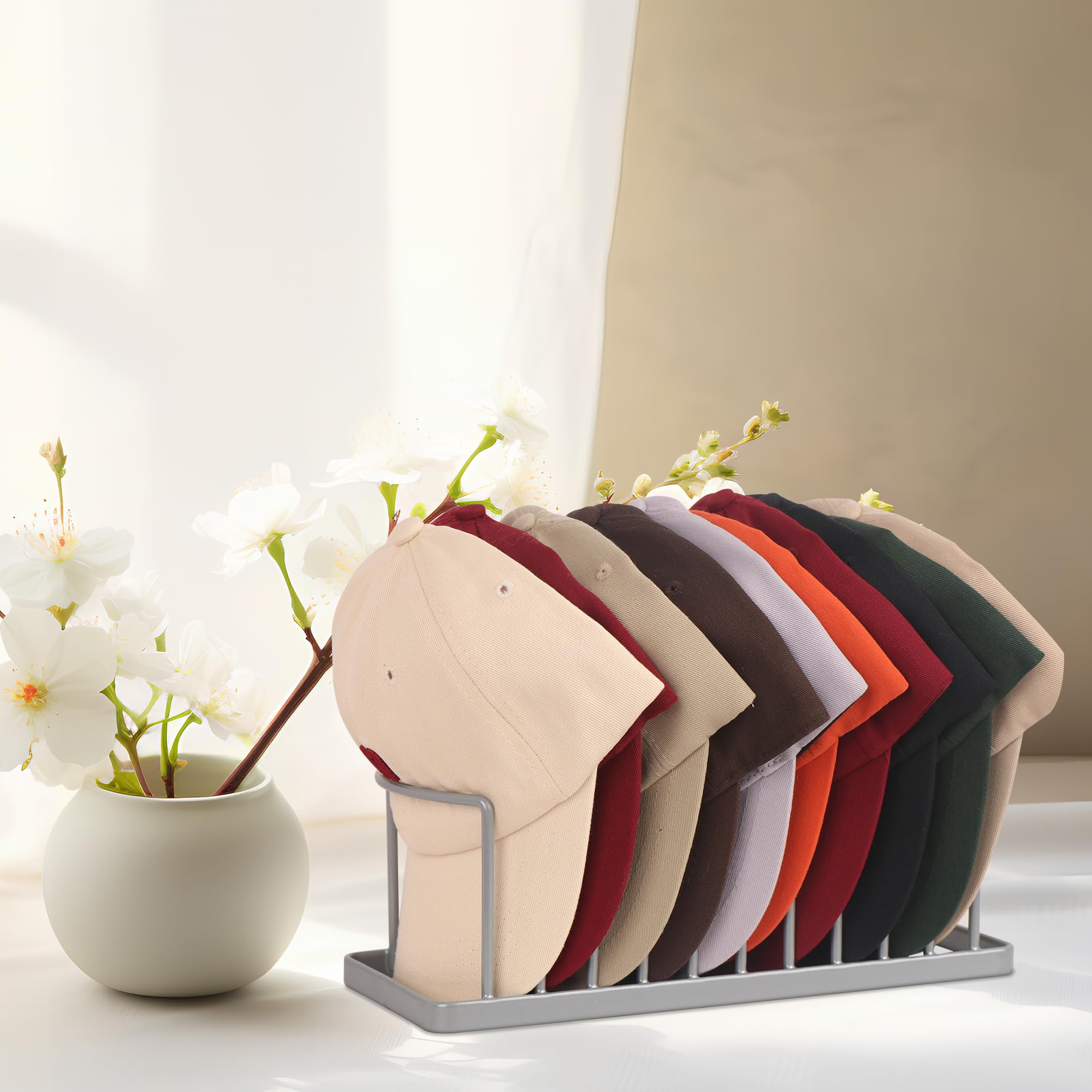Yiseyruo Hat Organizer For Baseball Caps - 4 Pack Space Saving Hat Stand Hold 40 Caps - Premium Metal Hat Rack For Baseball Caps