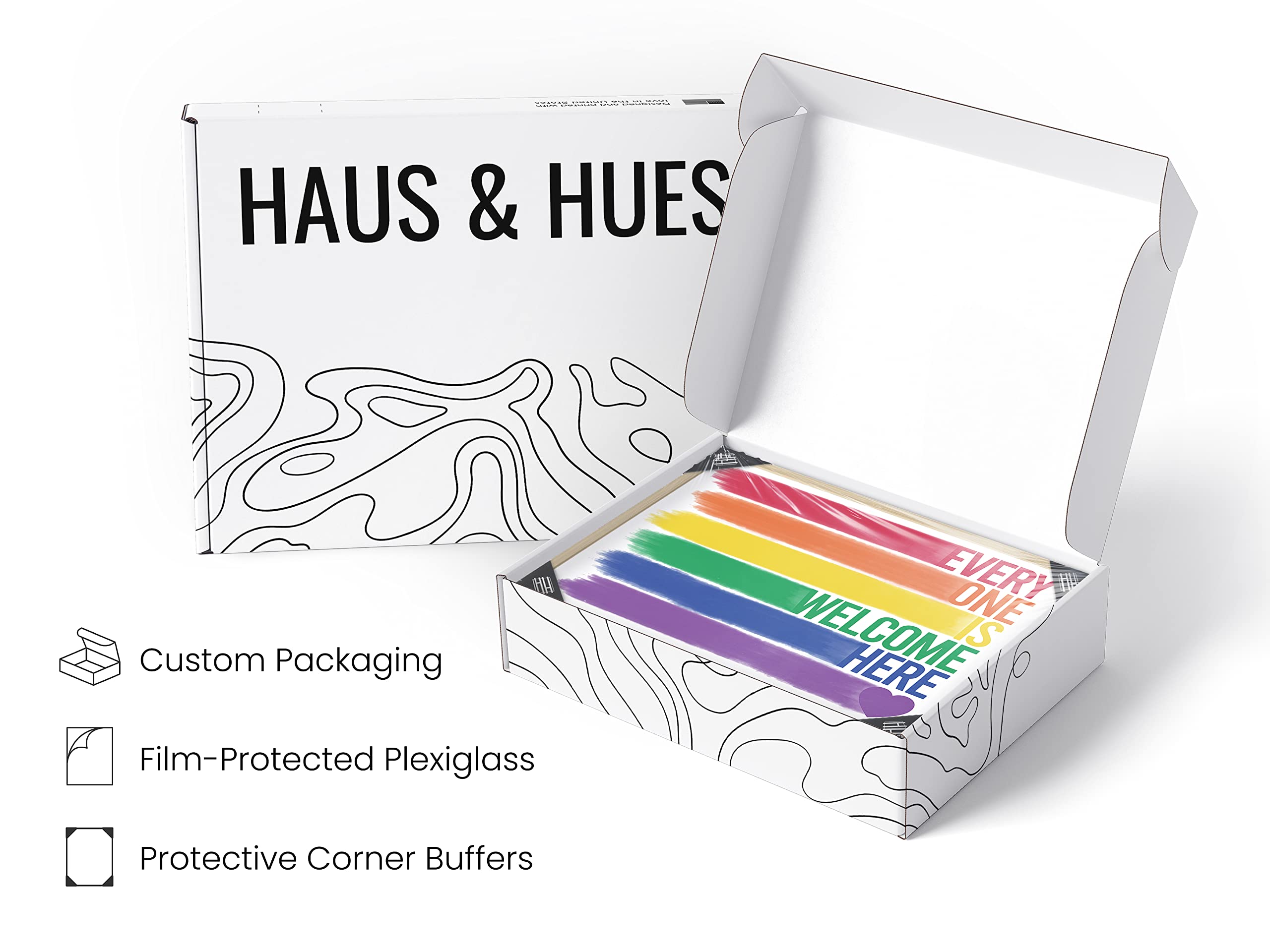 HAUS AND HUES Pride Artwork Rainbow Wall Art - Gay Pride Decor Rainbow Poster  Rainbow Office Decor  Pride Poster  Pride Stuff  Gay Signs  Pride Gifts & Decorations  LGBT gifts UNFRAMED 12''x16''