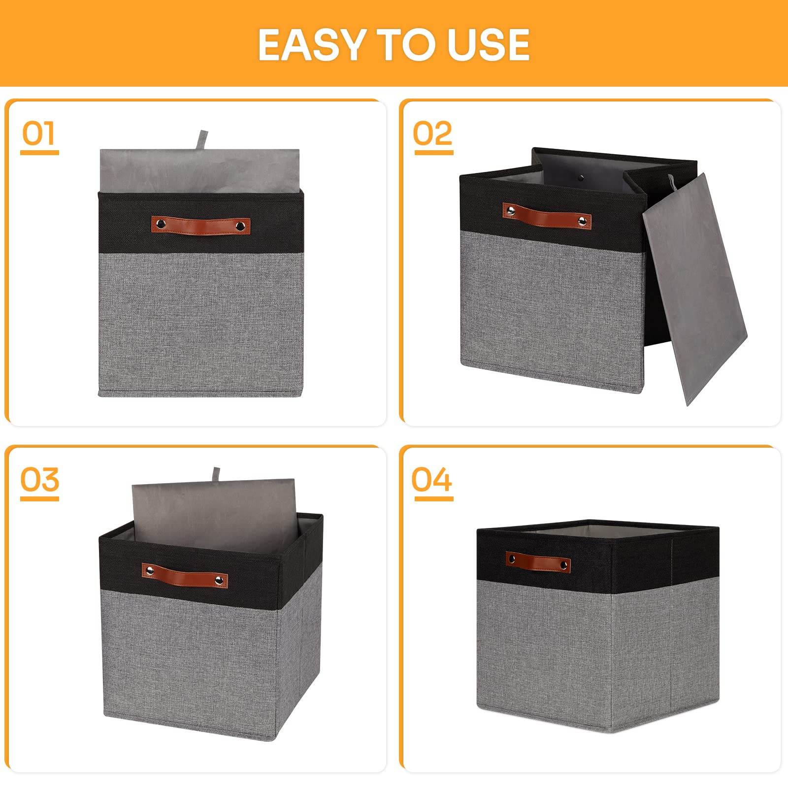 Dullemelo 13X13 Storage Cubes, Collapsible Sturdy Cube Storage Bins With Handles For Organizing,Fabric Storage Cubes Baskets For