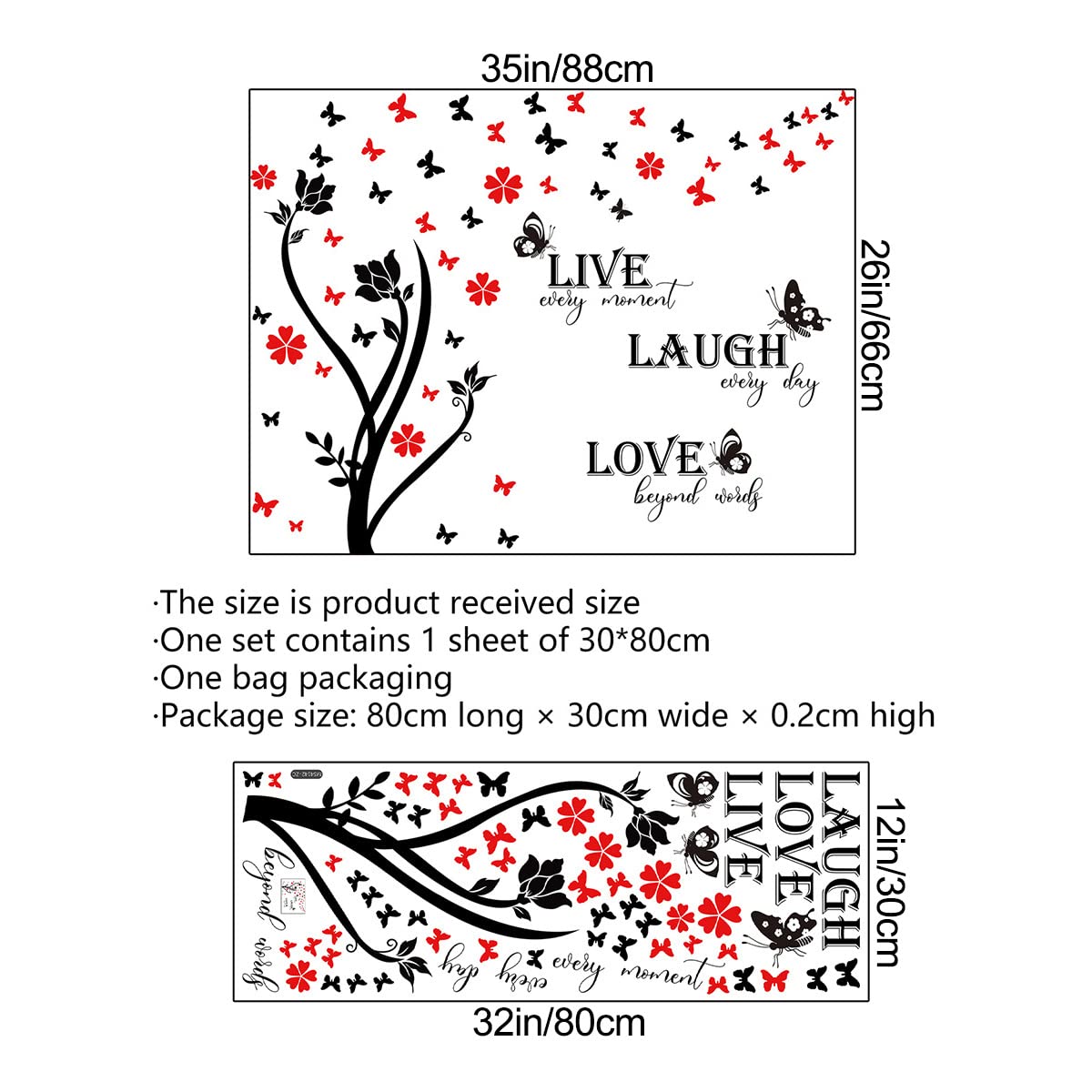 Buiory Laugh Live Love Wall Decals Inspirational Wall Quotes Stickers Vinyl Motivational Affirmation Classroom Wall Art For Bedr