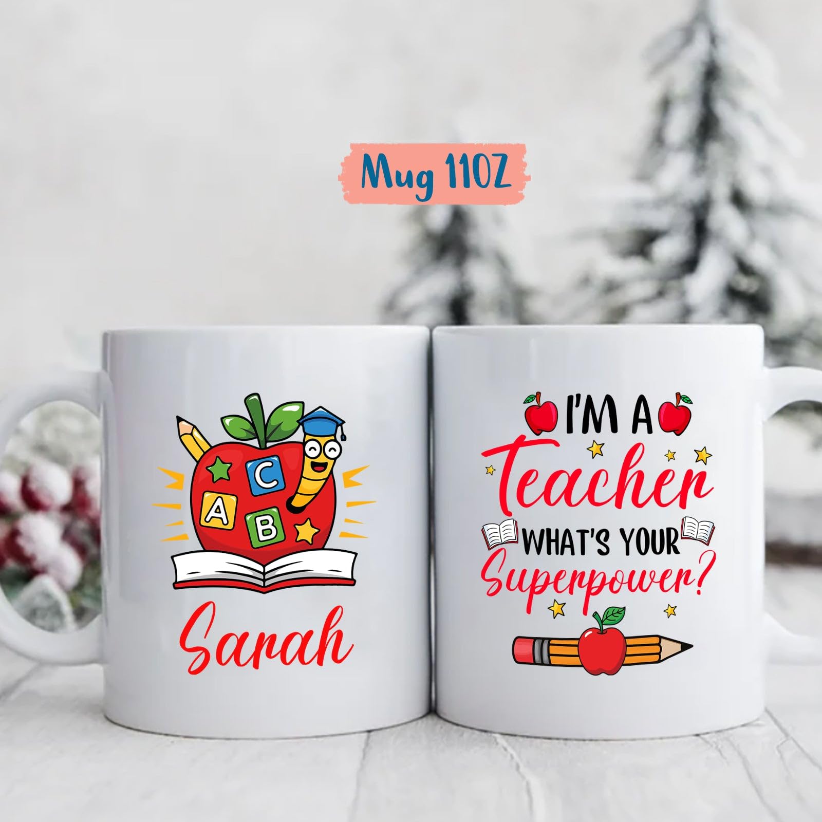 I'm A Teacher Mug, Best Teacher Ever Gift, Personalized Teacher Coffee Mug, Custom Teacher Name Mugs Gift for Women & Men, Teach