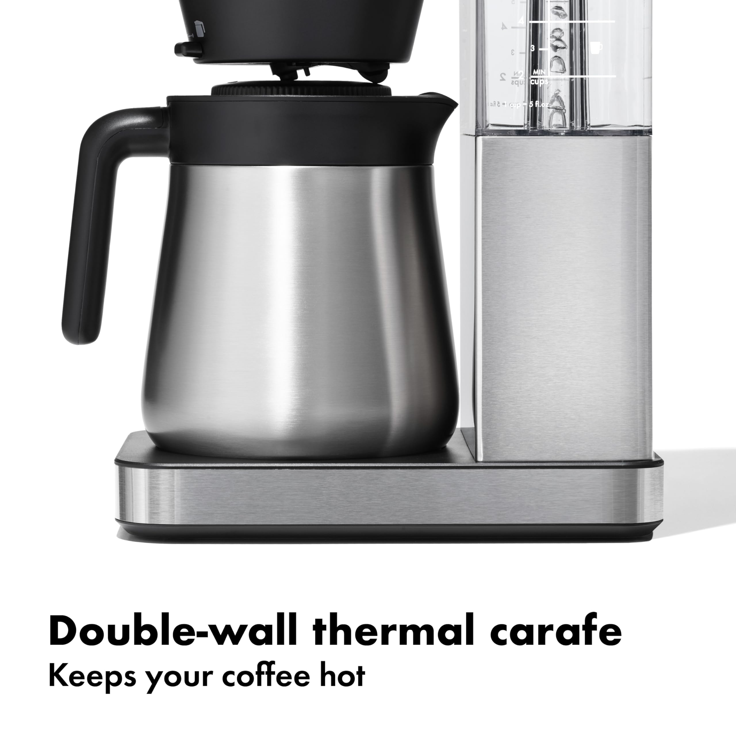 OXO Brew 8-Cup Coffee Maker, Thermal Stainless Steel, Single-Serve & Carafe, Black, Model 8718800