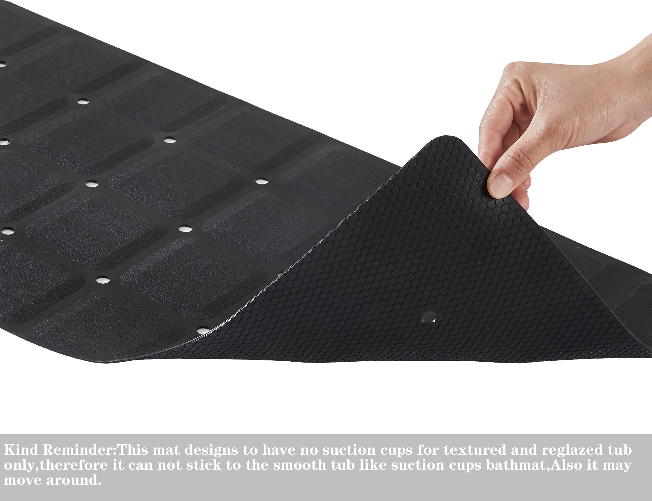 Webos Foldable Non Slip Silicon Bath Mat Bathtub mat Shower mats no Suction Cups for Textured Tub and Reglazed Tub(Foldable - Black  28-inch x 14-inch)