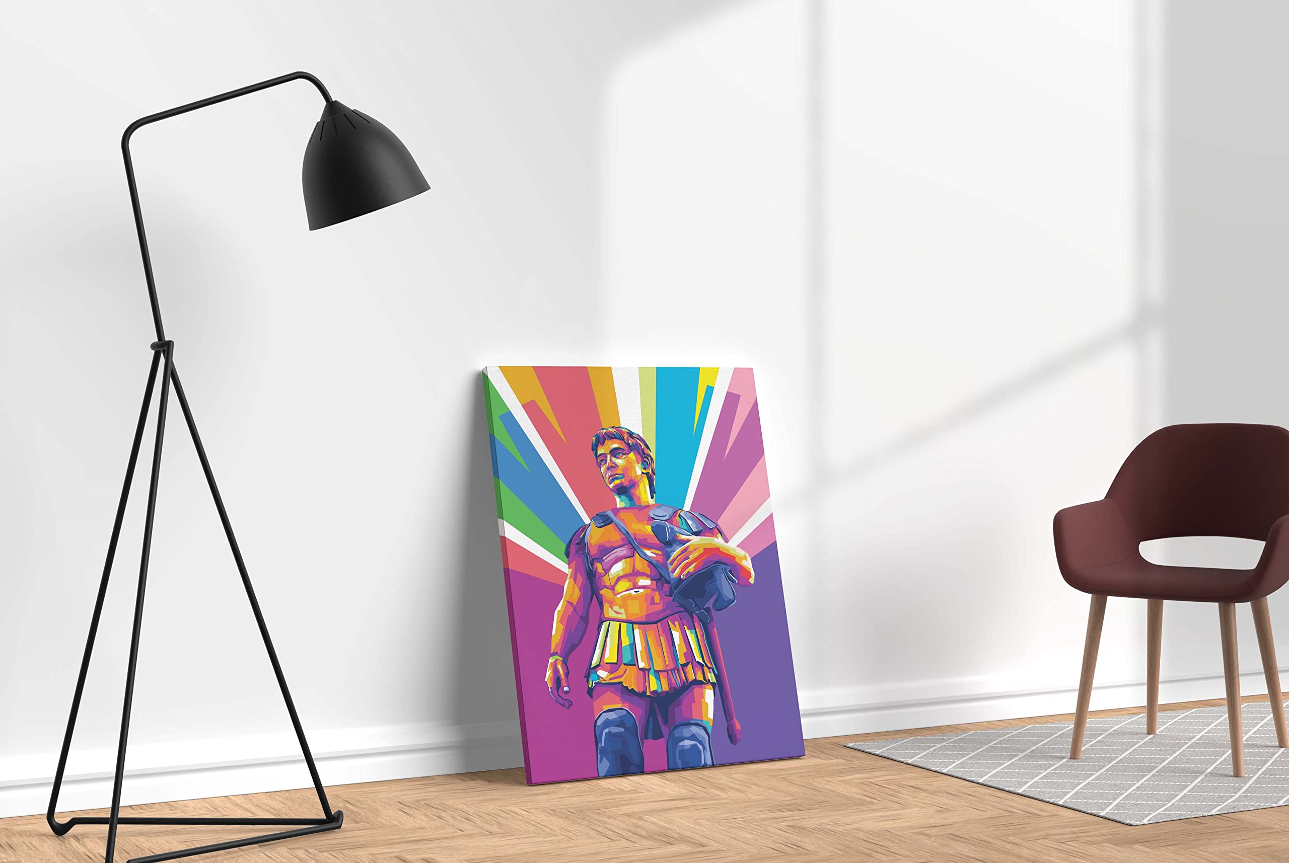 Alexander The Great - King Of Macedon - Ready To Hang Framed Pop Art, Large Canvas Wall Decor Art (Stretcher Bars Only, 16X16 In