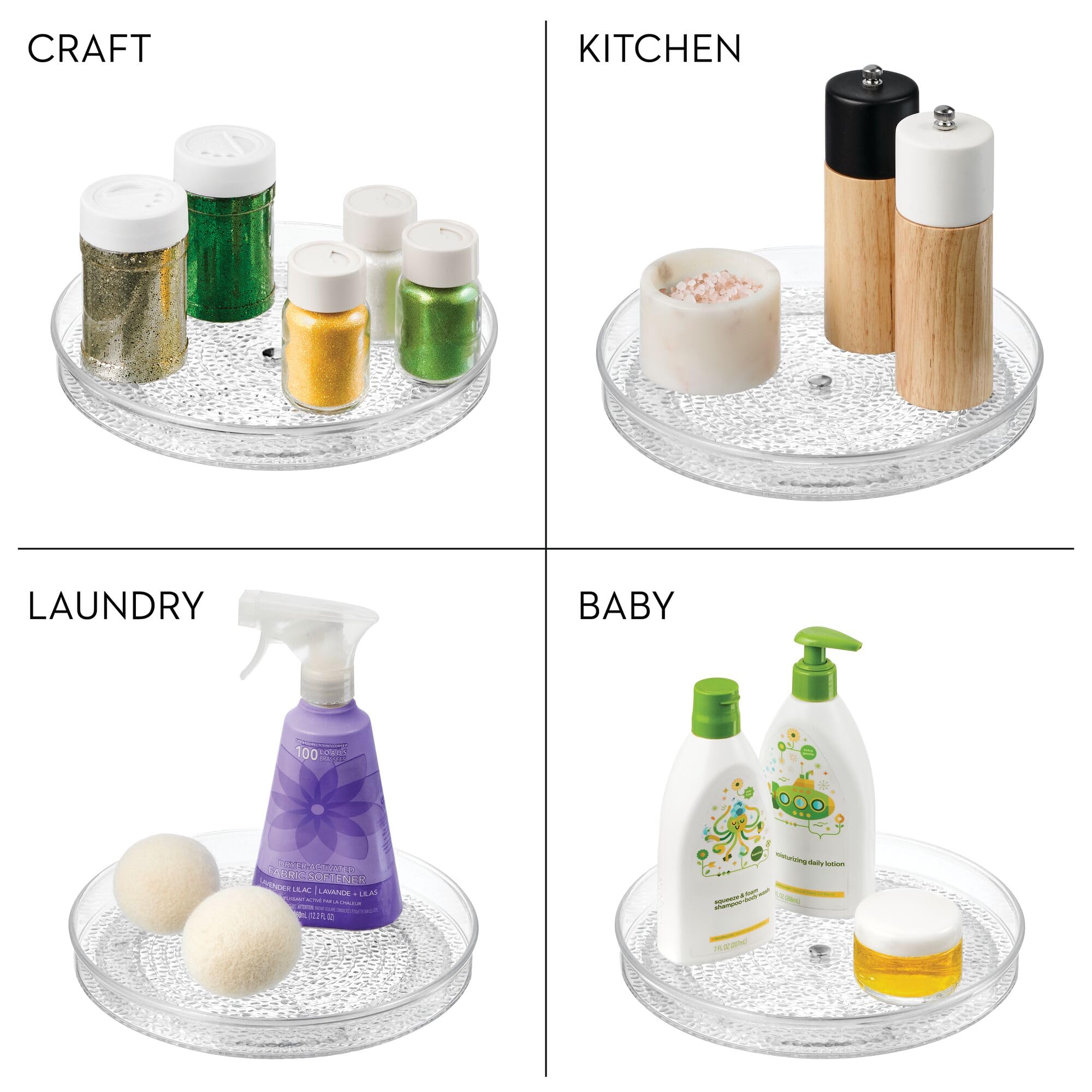 iDesign The Rain Collection Lazy Susan Turntable Organizer  9'' x 9'' x 1.5''  Clear