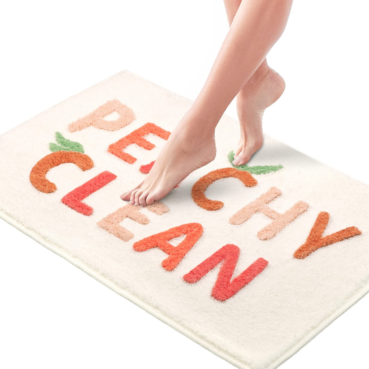 Mujoo Cute Bathroom Rugs Pink And Cream Ultra Soft And Water Absorbent Bath Rug, Machine Washable, Non-Slip Peach Bath Mats For