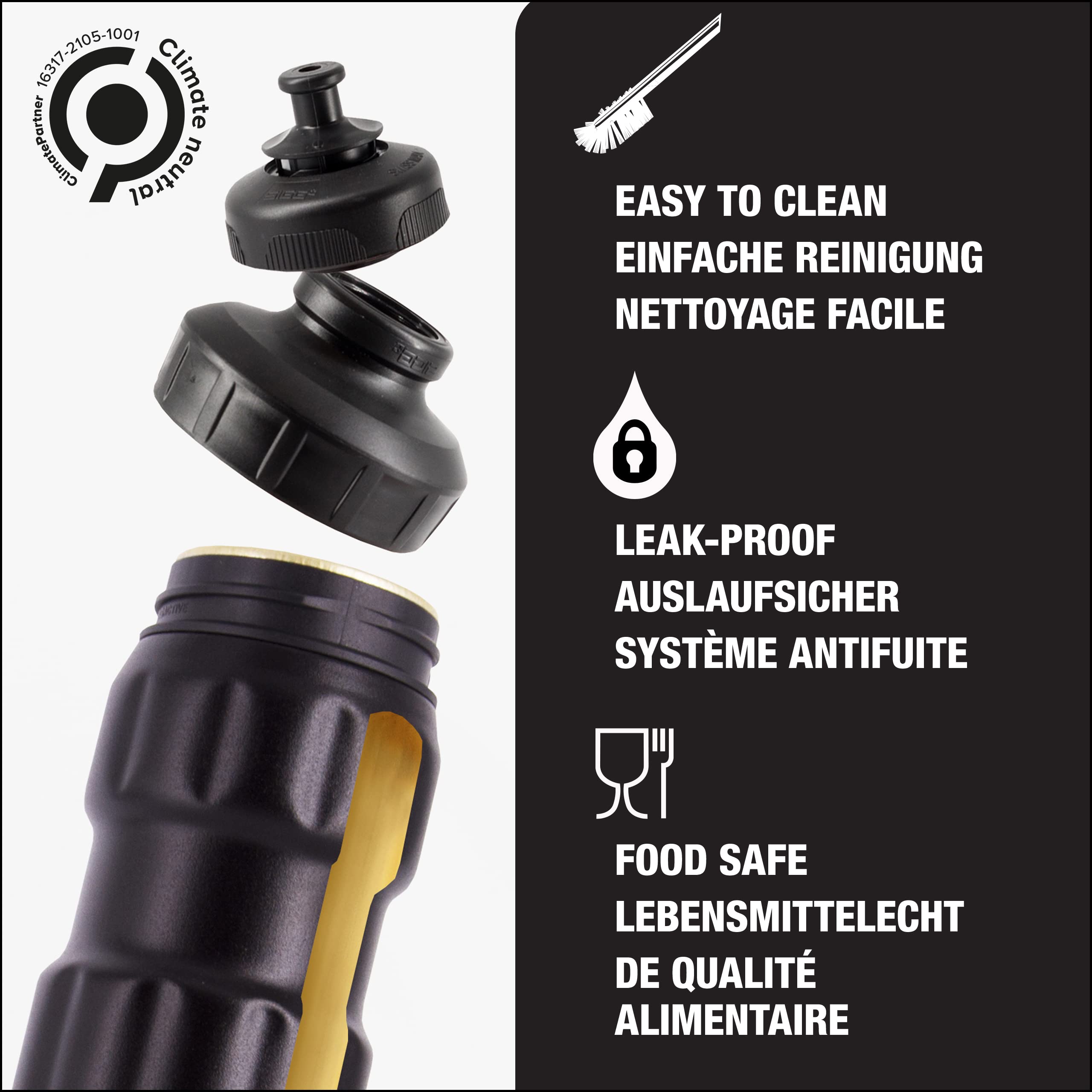 SIGG - Aluminum Sports Water Bottle Black - With 3 Stages Sports Cap - Leakproof - Lightweight - BPA Free - 25 Oz