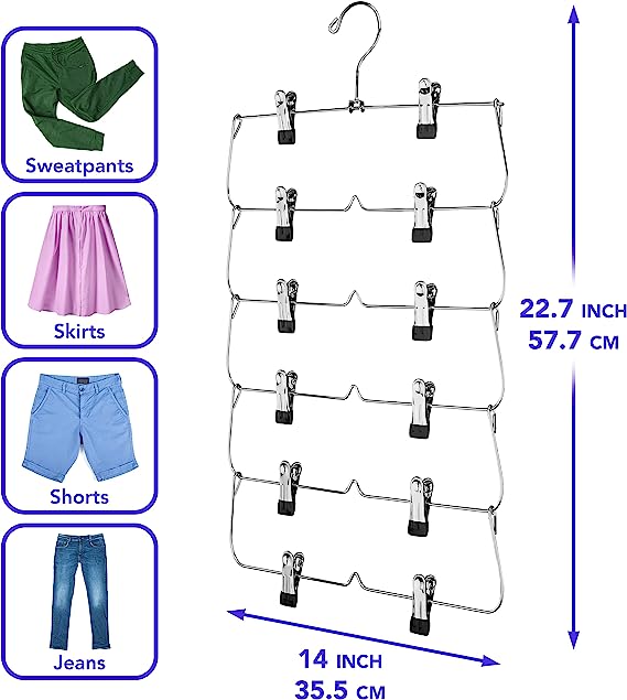 6-Tier Foldable Pants & Skirts Hanger Organizer