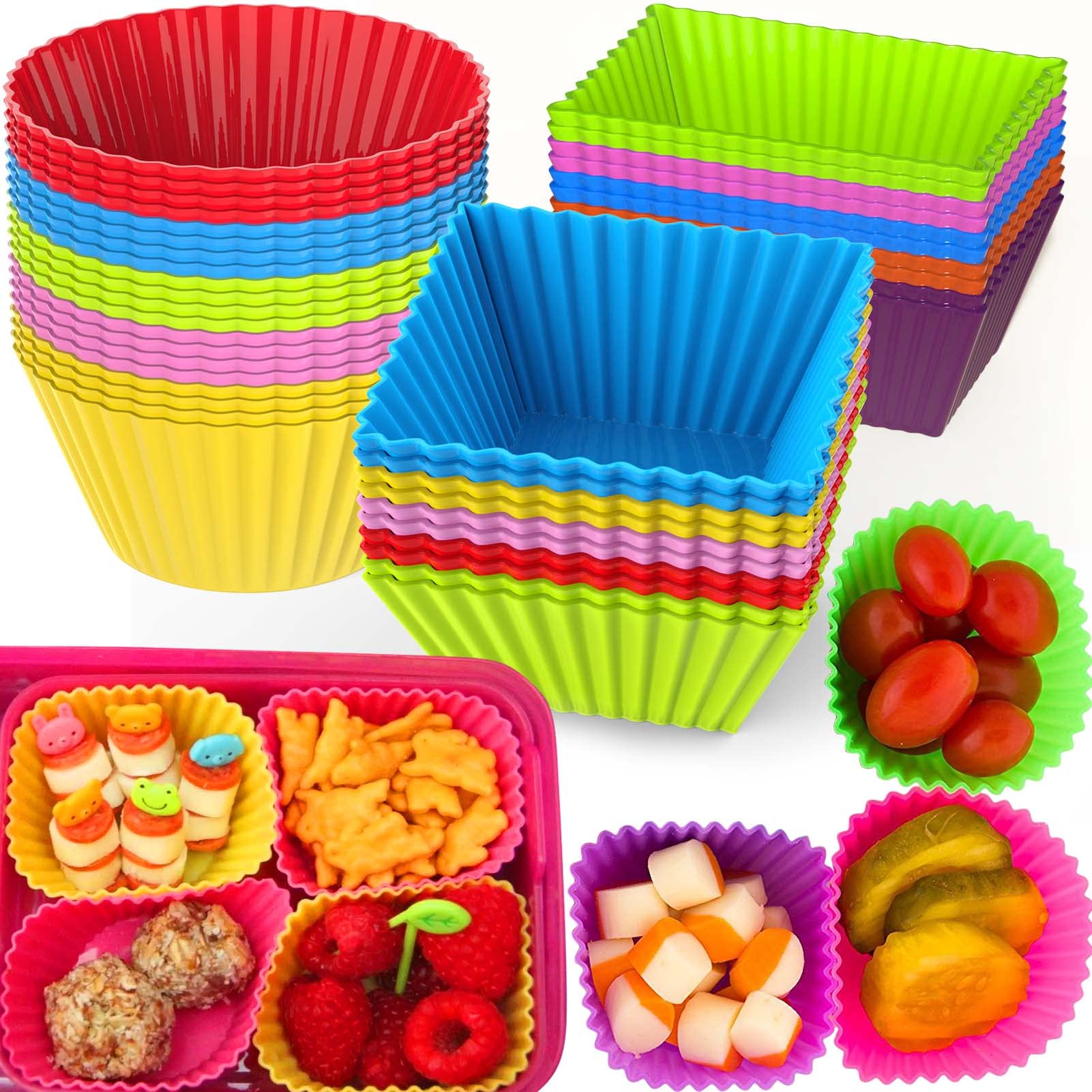 Xangnier Silicone Lunch Box Dividers,40 Pcs Silicone Cupcake Liners,Silicone Muffin Cups,Bento Box Accessories For Kids