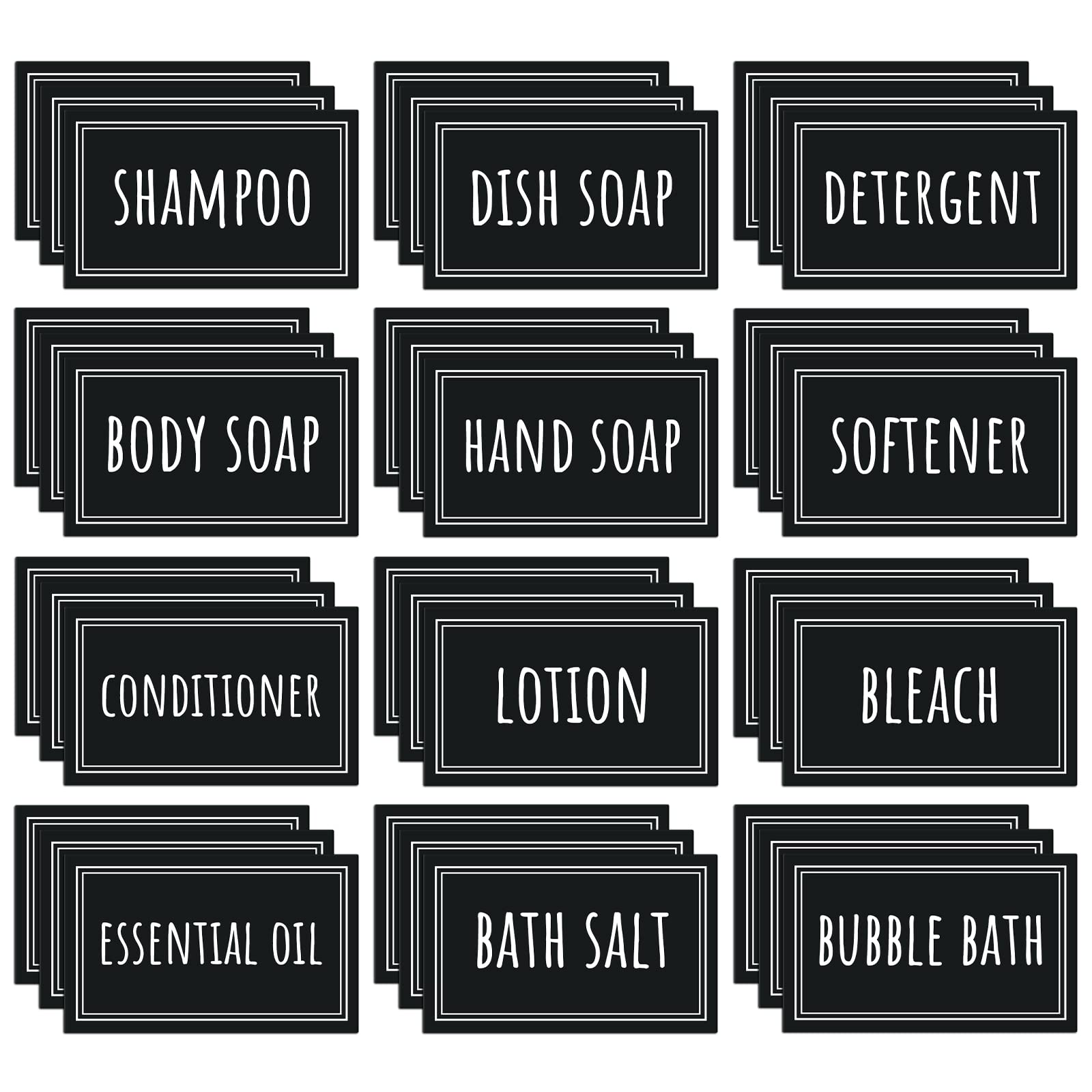 Segbeauty Waterproof Labels For Organizing, 36 Packs Soap Dispenser Label Stickers Printed With Shampoo Conditioner Hand Soap, S