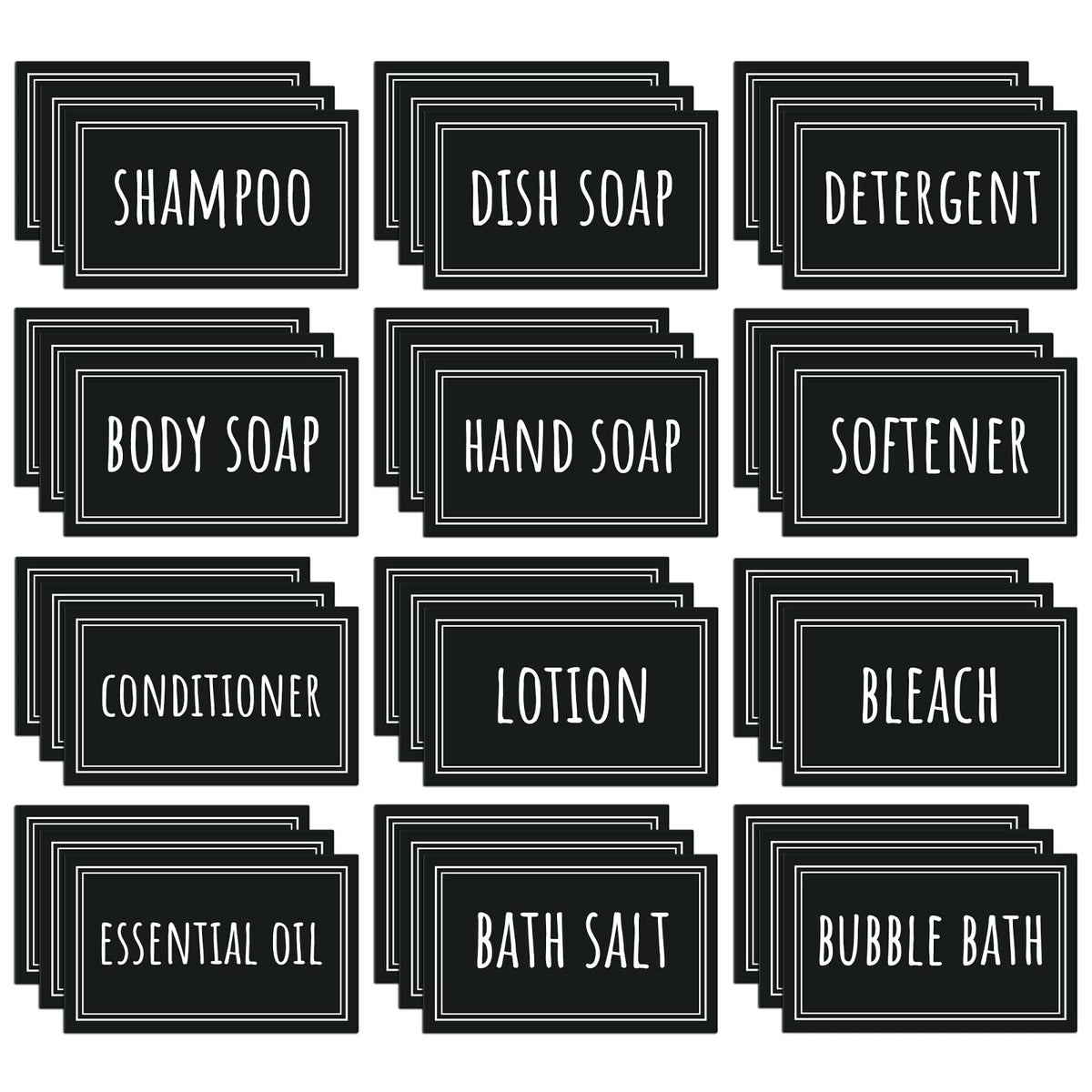 Segbeauty Waterproof Labels For Organizing, 36 Packs Soap Dispenser Label Stickers Printed With Shampoo Conditioner Hand Soap, S
