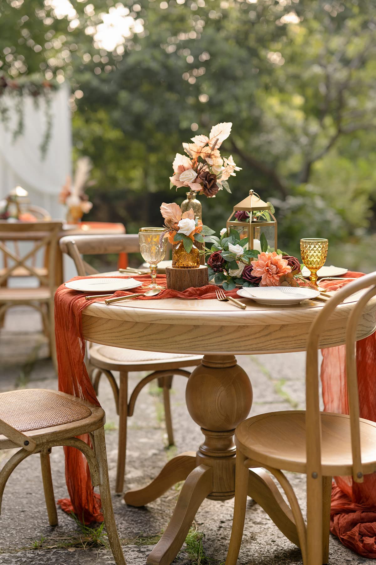 Ling 'S Moment 14Ft X 35 '' Wide Terracotta Gauze Semi-Sheer Cheesecloth Table Runner Tablecloth For Wedding Party Bridal Shower