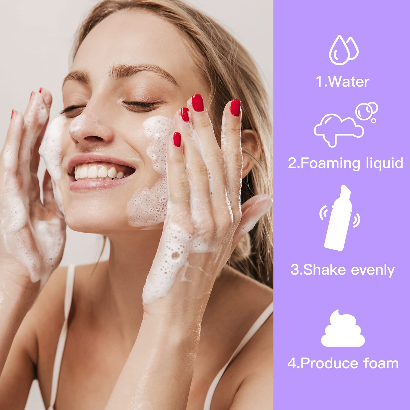 Owlyee 2Oz Foam Bottle (3Pcs) Empty Foaming Pump Dispenser For Hand Soap, Lash Cleanser, Shampoo To Travel (60Ml, Purple)