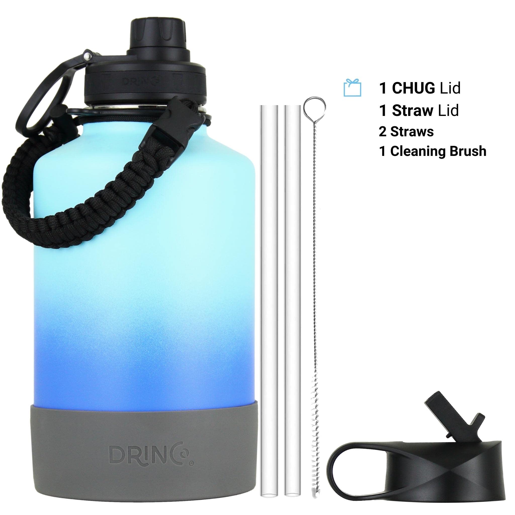Drinco Stainless Steel Water Bottle Spout Lid Vacuum Insulated Double Wall Water Bottle(64Oz 40Oz 32Oz 22Oz 18Oz 14Oz) Leak Proo