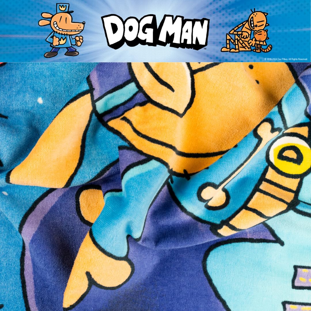 Dog Man Supa Cop & Petey Book Kids Super Soft Cotton Bath/Pool/Beach Towel, 58 in x 28 in, (Offically Licensed Product) by Franc