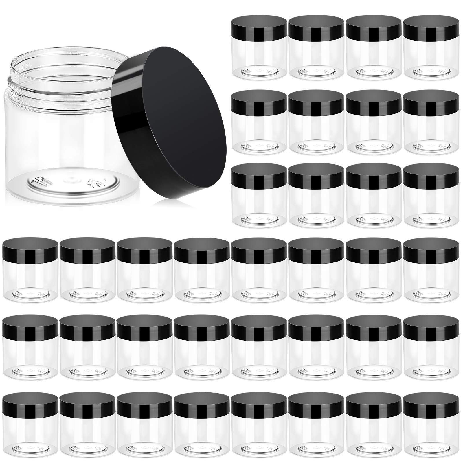 36 Pack 2 Oz Plastic Jars Round Clear Cosmetic Container Jars With Lids, Eternal Moment Plastic Slime Jars For Lotion, Cream, Oi