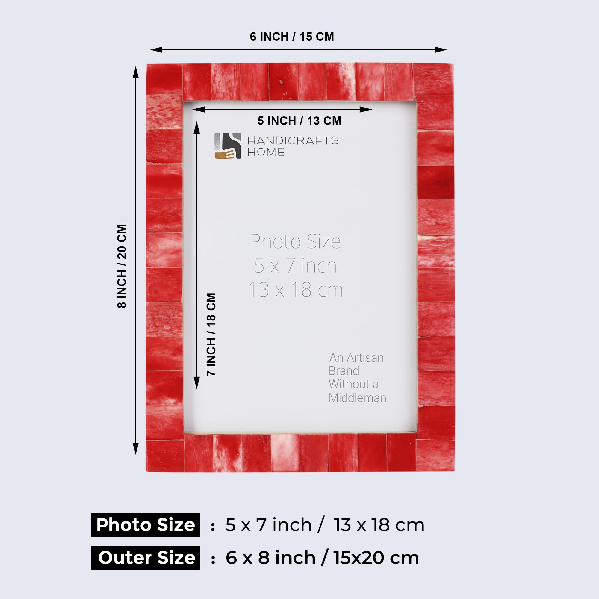 Handicrafts Home 5x7 Picture Frames Pack of 2 - Classic Collection Handcrafted Photo Frames, Perfect for Wall & Tabletop Display