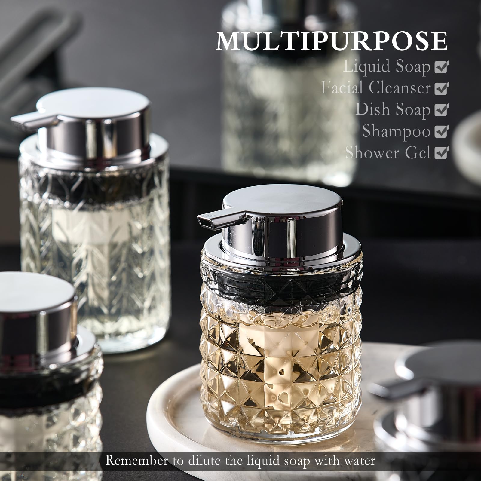 Cicufy Foaming Hand Soap Dispenser, Glass Foam Soap Dispenser Or Lotion Dispenser For Kitchen & Bathroom Refillable Clear Glass