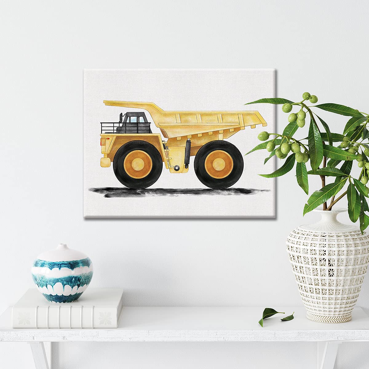 Construction Transportation Canvas Wall Art Watercolor Vehicles Dump Truck Canvas Painting Prints For Home Kids Bedroom Nursery