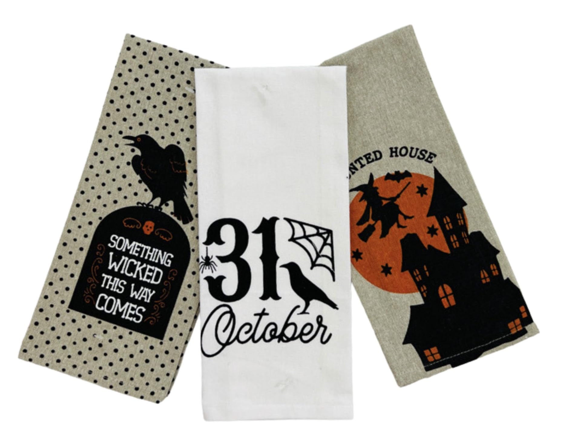 Halloween Kitchen Towel Set: Fun Let'S Get Spooky Pumpkin Design, Black White Gingham Towel, (Get Spooky)