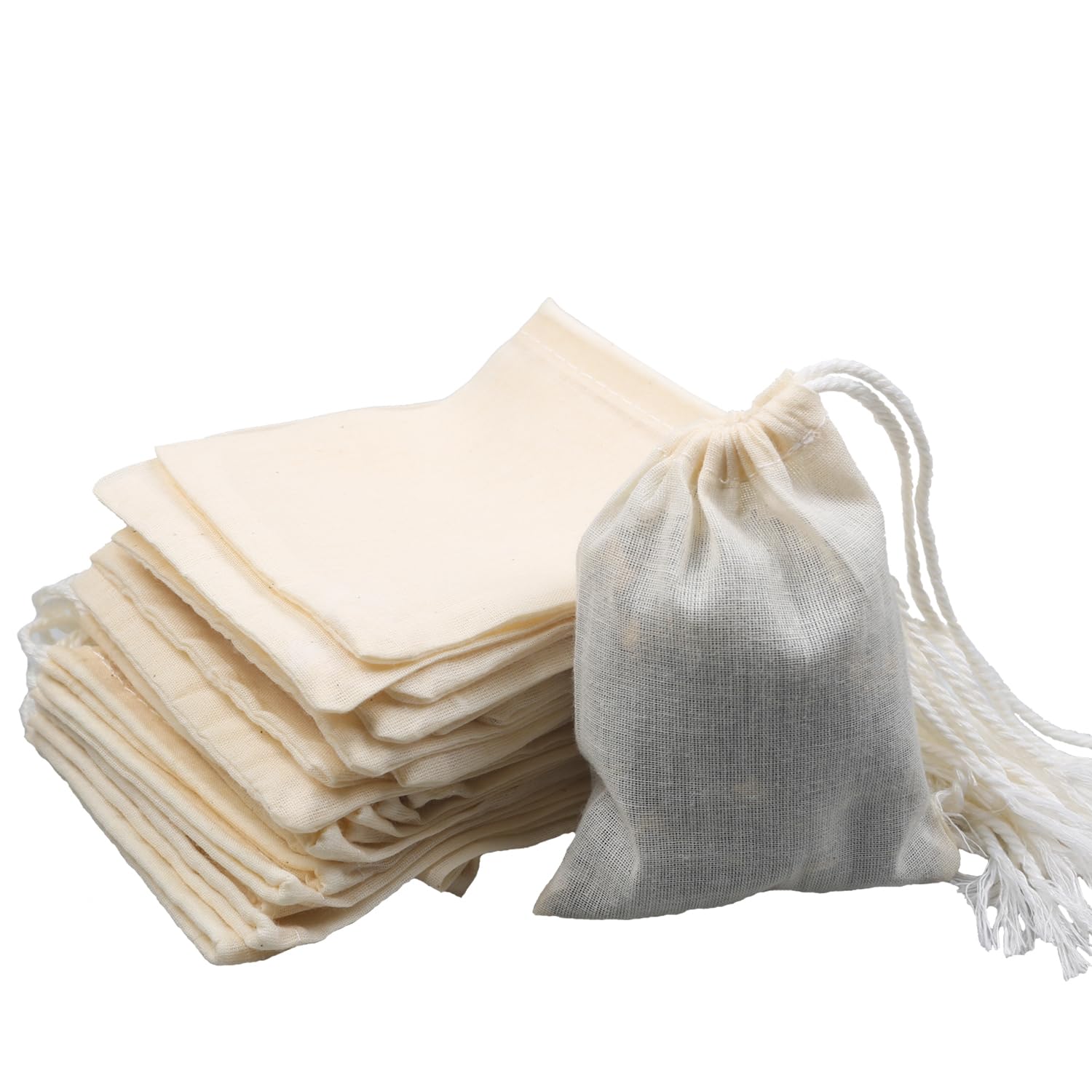10Pcs Reusable Tea Filter Bags,Soup Bags,Bone Broth Brew Bags,Spice Bags,Muslin Strainer Bags,Natural Unbleached Cotton Cheesecl