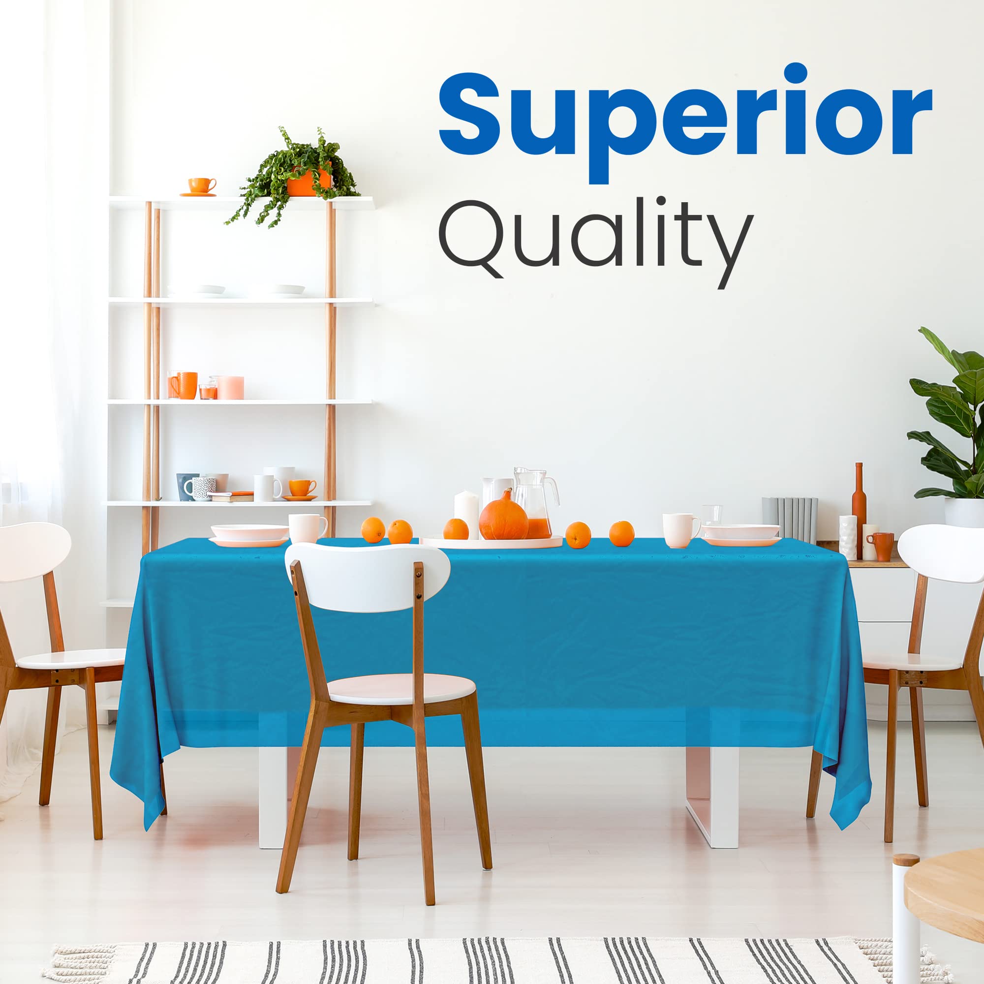 14 Pack Premium Sky Blue Plastic Tablecloth - 54 X 108 In. Disposable Rectangle Plastic Table Cloth - Decorative Rectangle Table