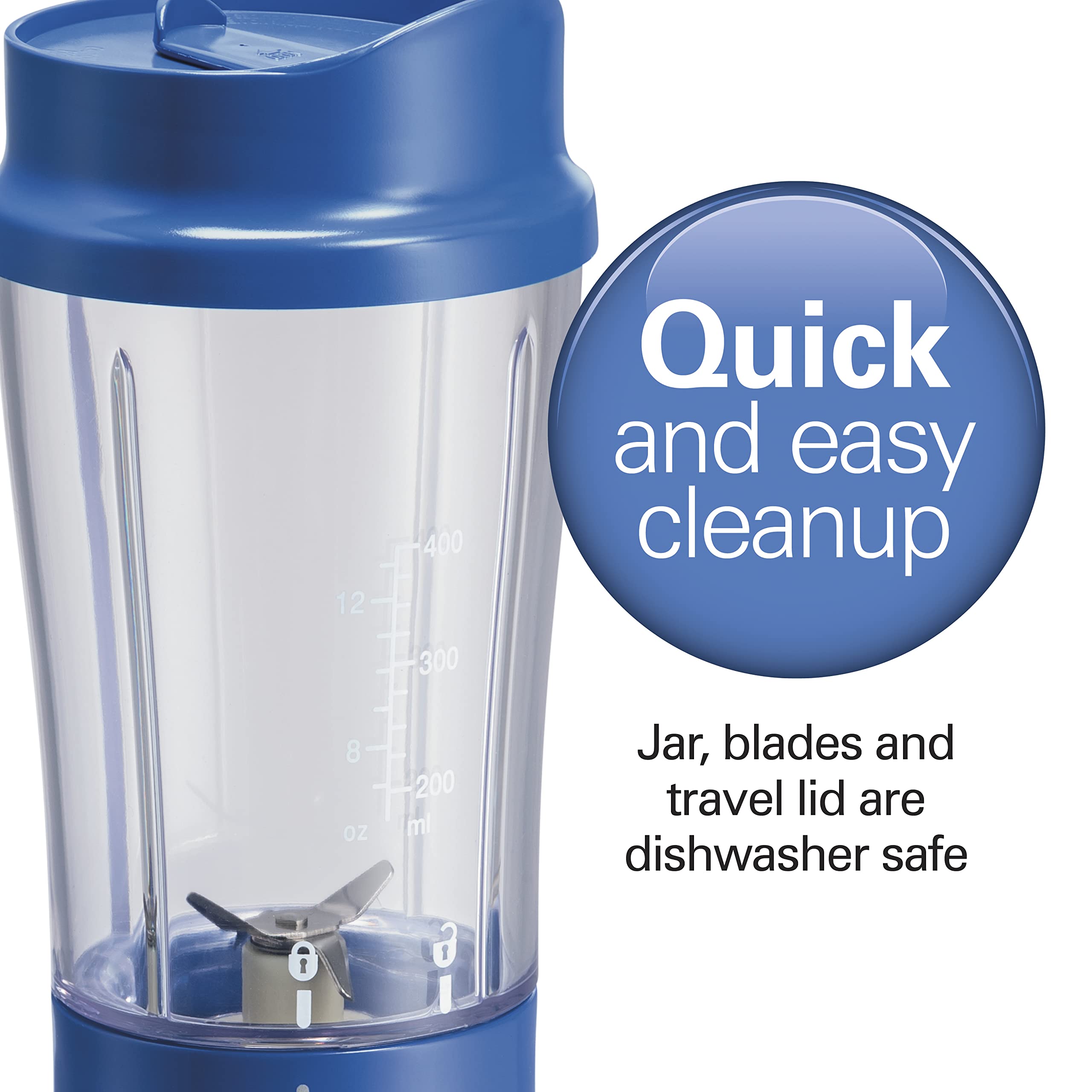 Hamilton Beach Portable Blender For Shakes And Smoothies With 14 Oz Bpa Free Travel Cup And Lid, Durable Stainless Steel Blades