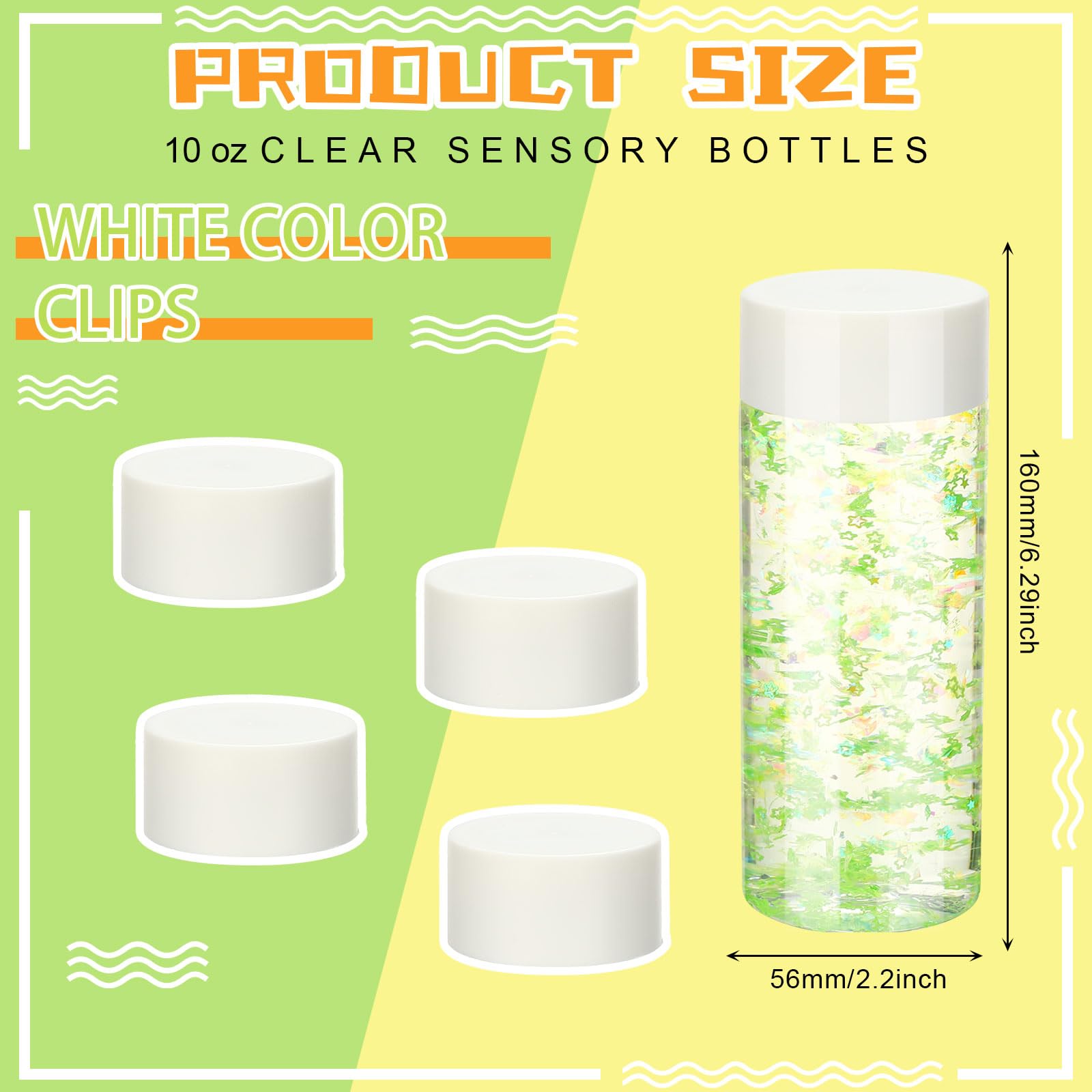 Hoolerry 16 Pcs Empty Plastic Sensory Bottles with Lids Round Clear Plastic Water Bottles Reusable Sensory Bottles for Sensory C