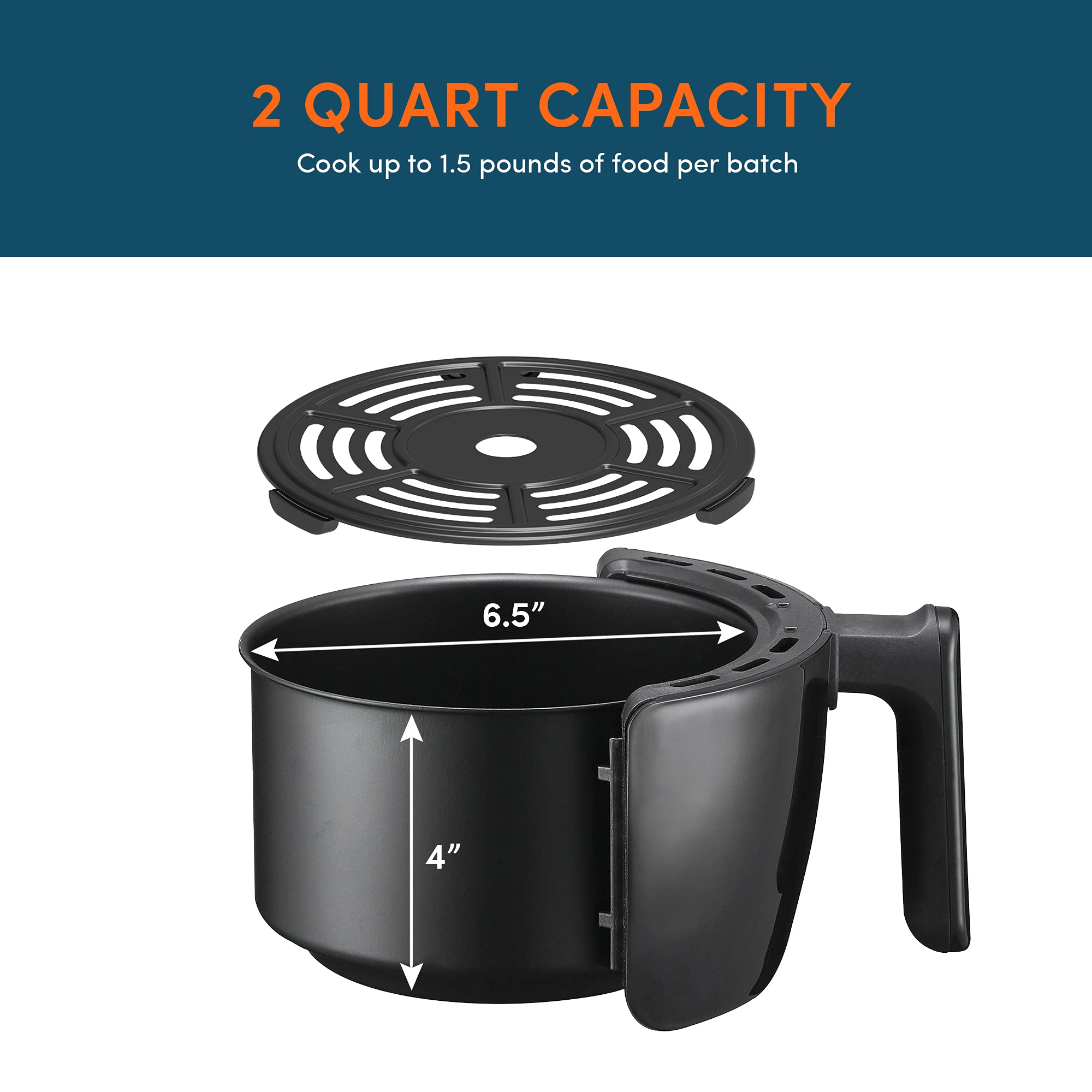 Elite Gourmet Eaf2612D Personal 2.1Qt Compact Space Saving Programmable Hot Air Fryer, Oil-Less Healthy Cooker, Timer & Temperat