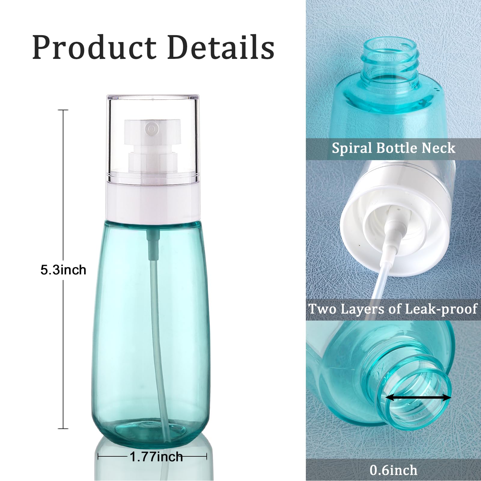 Cosywell Spray Bottle For Hair Tsa Approved 3.4Oz 100Ml 3 Pack Leak Proof Travel Spray Bottle Empty Refillable Small Spray Bottl