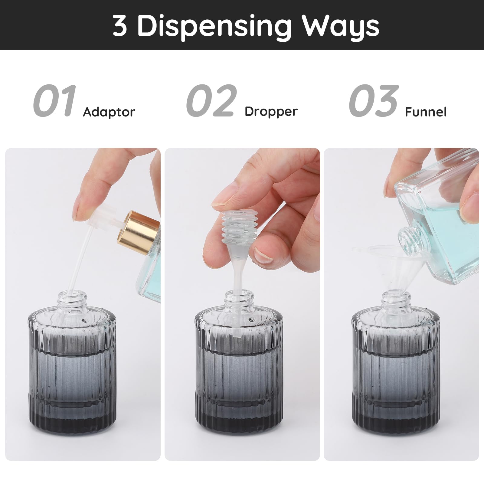 Segbeauty 30Ml Fine Mist Spray Bottle With Perfume Refill Kit, 1Oz Black Refillable Perfume Atomizer Bottle For Travel, 2Pcs Emp