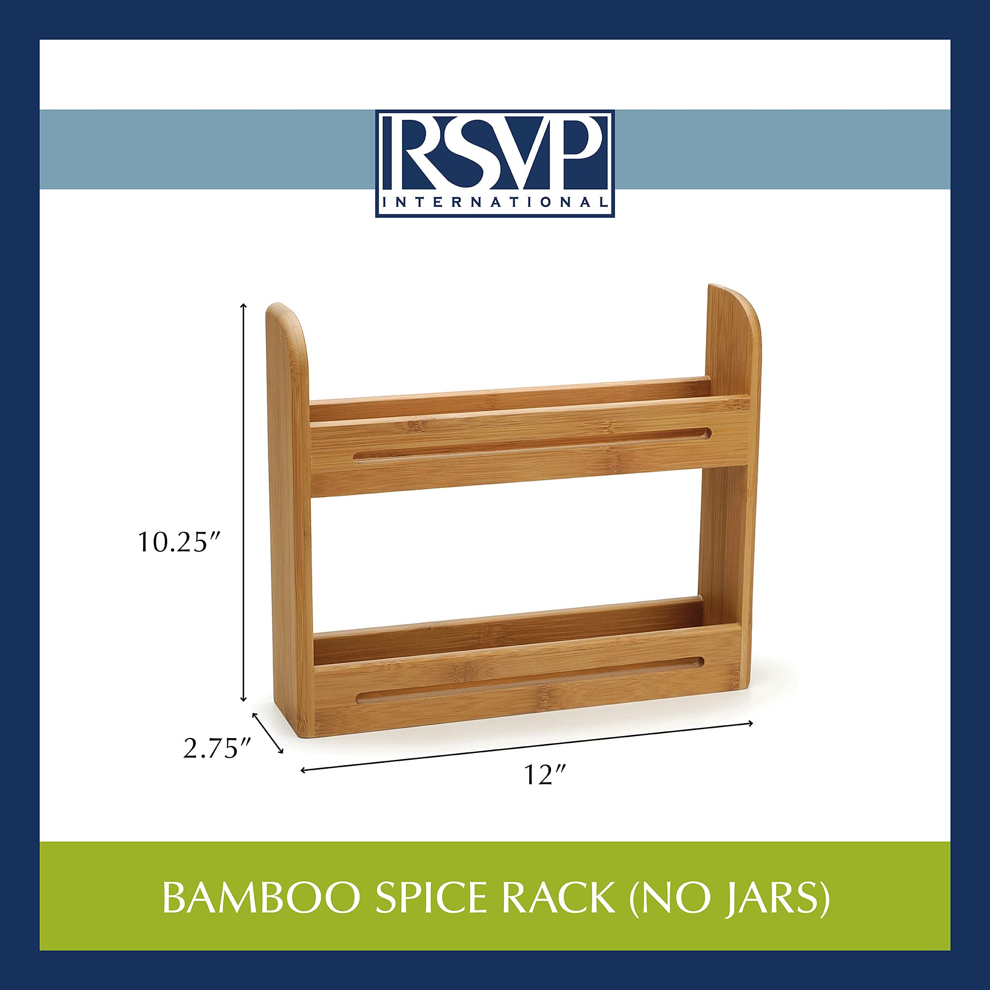 Rsvp International Bamboo Collection Countertop D  Cor For Kitchen & Tabletop, Spice Rack, 12X2.75X10.25