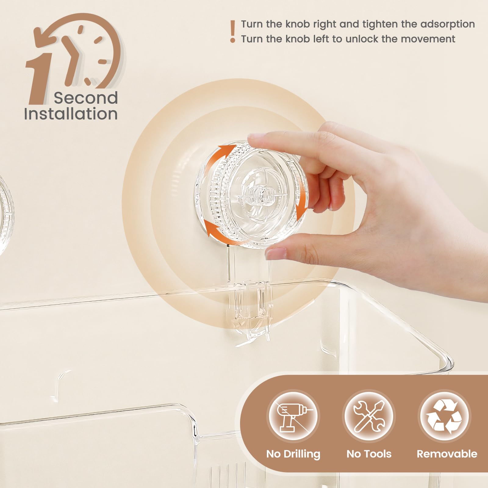 Shower Caddy Suction Cup 3 Packs Clear White - Shower Shelf+Soap Dish+Toothbrush Holder - 1 Second Installation No-Drilling Remo