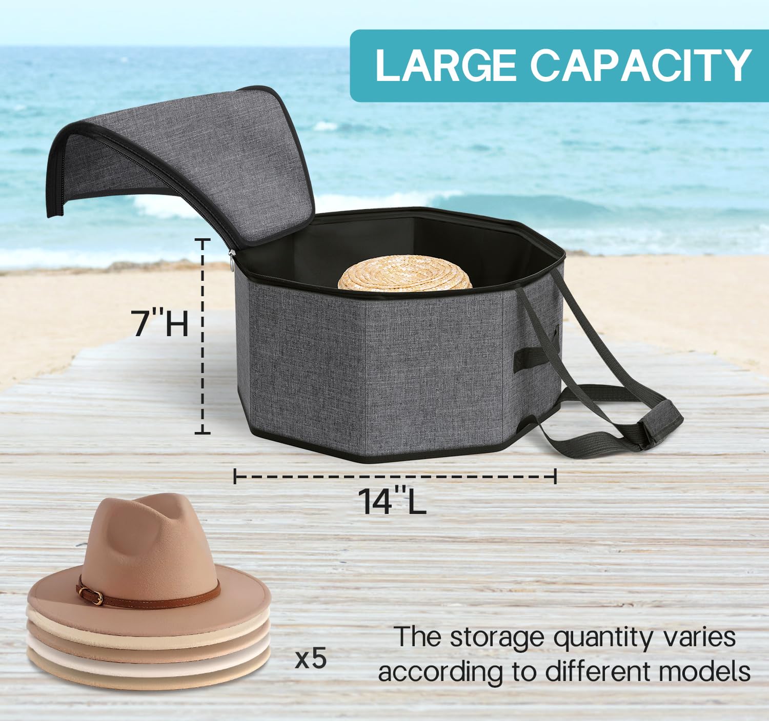 Sleeping Lamb Hat Box For Travel And Storage, Collapsible Cap Case For Mens Fedora Organizer, Hat Storage Box For Men And Women