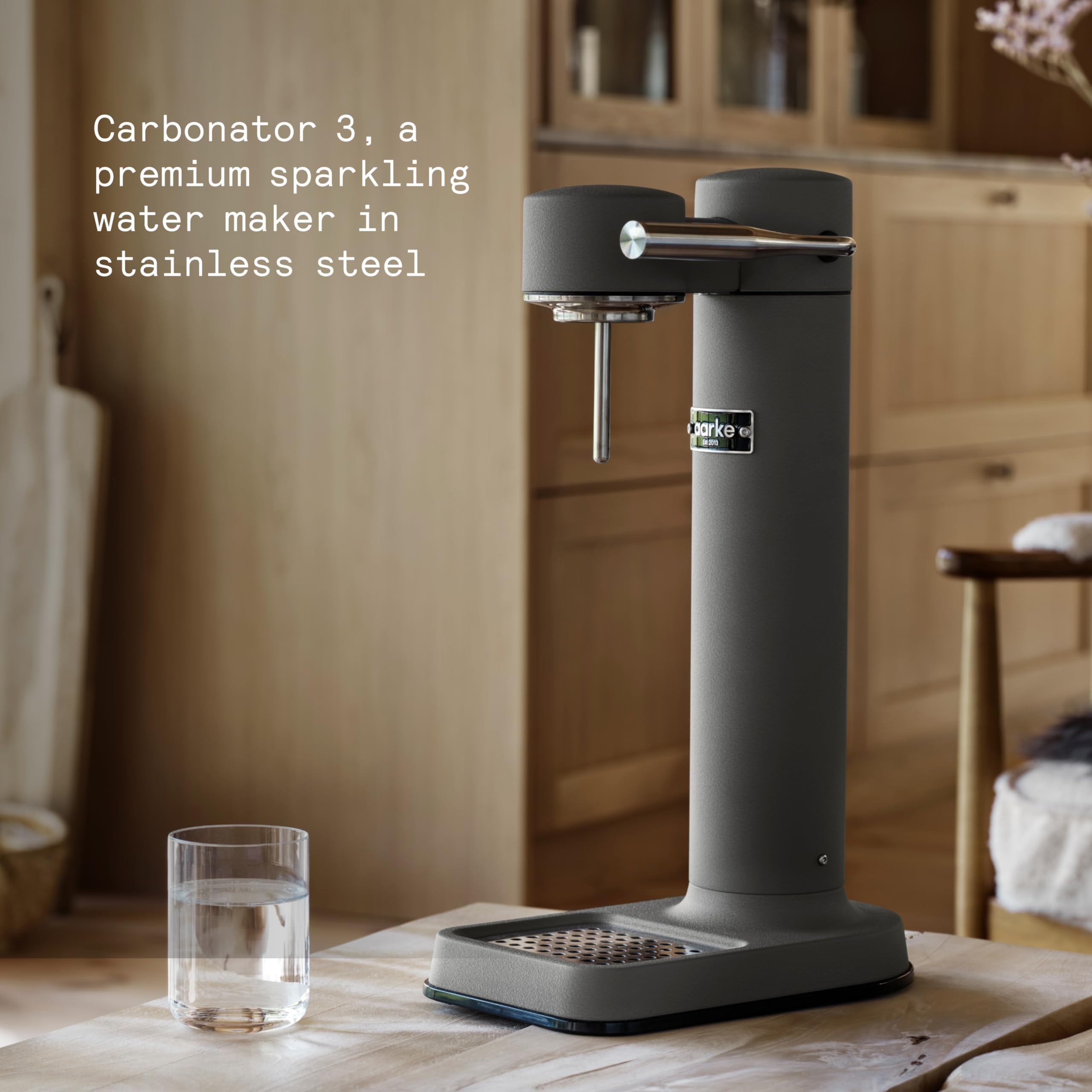 Aarke Carbonator Lll, Sparkling & Carbonation Water Machine, Stainless Steel With Pet Bpa-Free Reusable Bottle Volume 800 Ml (Ma