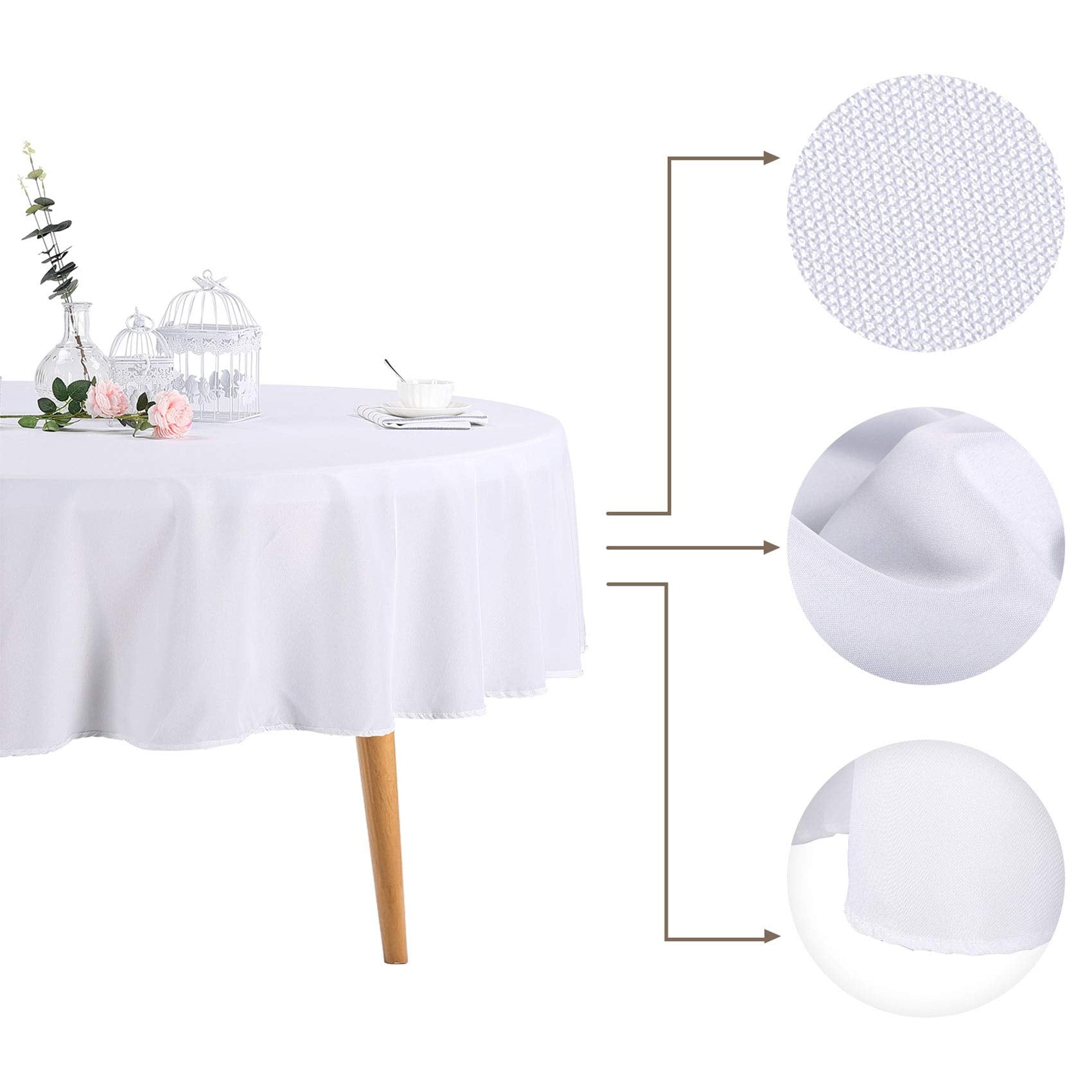 Ascoza 2Pack 60 Inch White Rectangular Tablecloth In Polyester Fabric For Wedding/Banquet/Restaurant/Parties