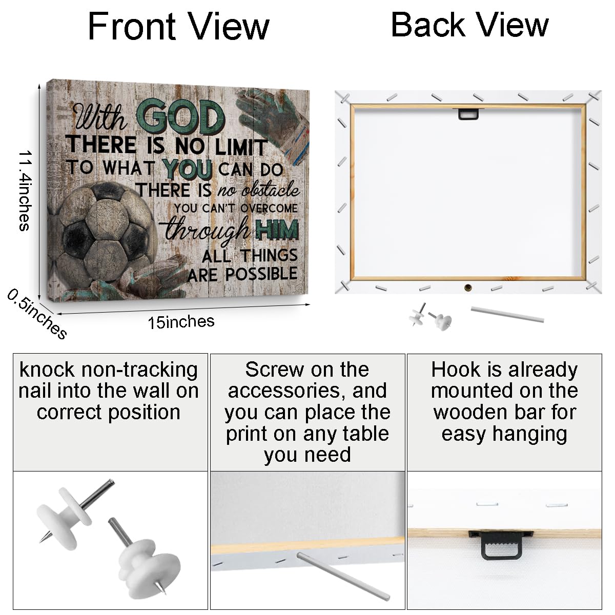 Tbt Soccer Gifts Stuff Religious Soccer Canvas Wall Art Wall Decor Inspirational Boys Men Room Rustic Framed Posters Art Prints