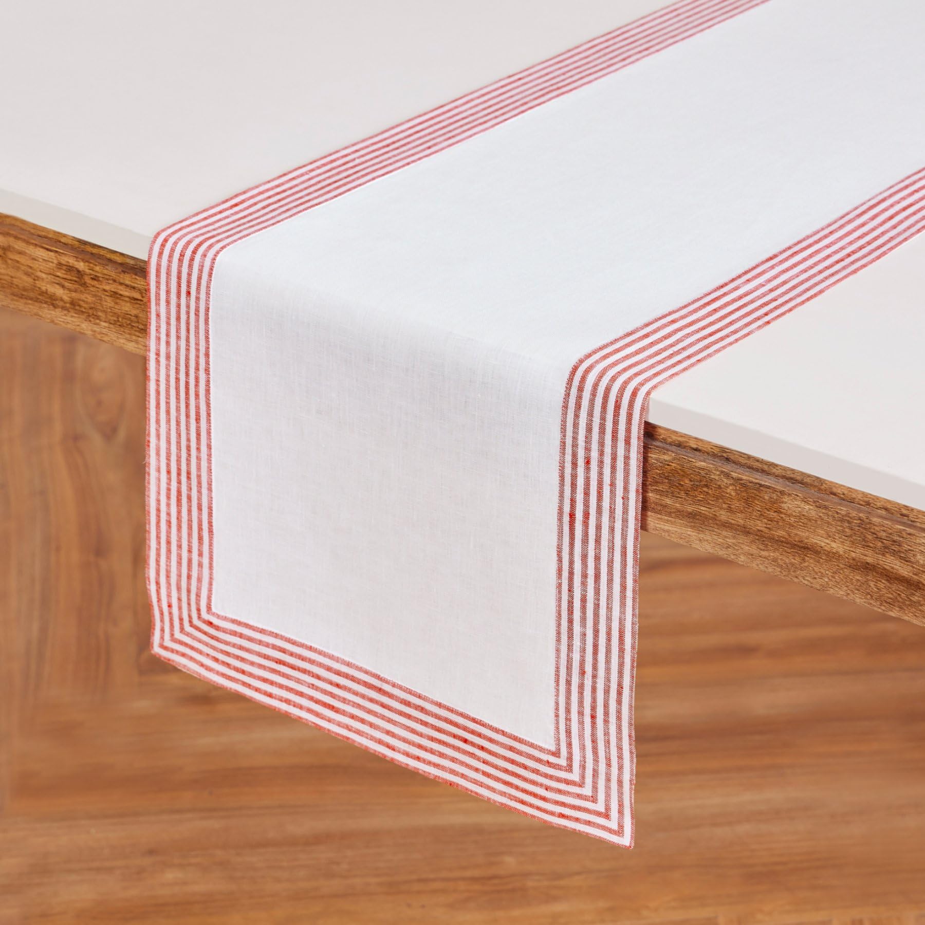 Solino Home Linen Table Runner 90 Inches Long - Lucca, 100% Pure Linen Red Table Runner 14 X 90 Inch Ideal For Wedding, Parties,