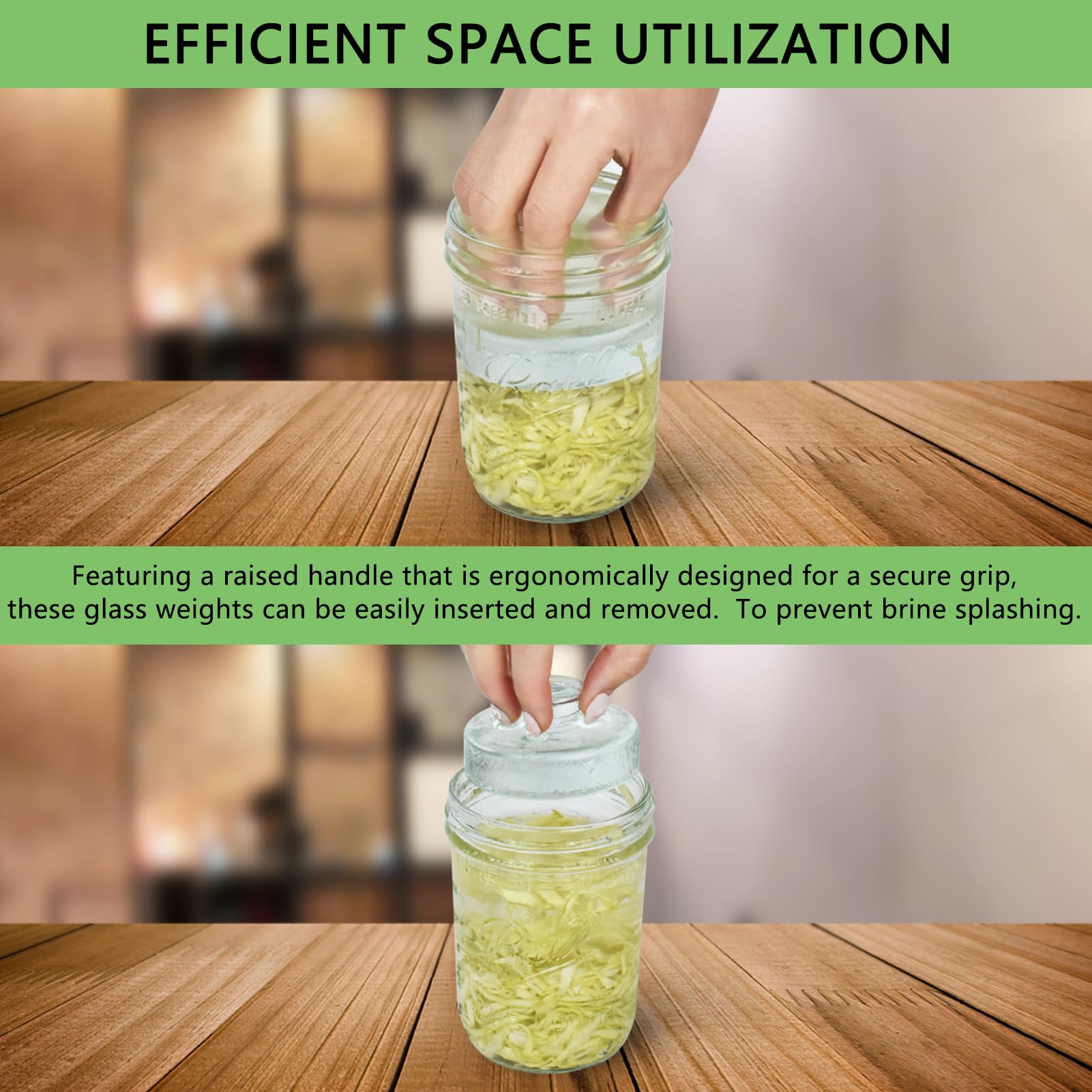 Artcome 4-Pack Glass Fermentation Weights With Easy Grip Handle And Unique Texture Design For Large Wide Mouth Mason Jars