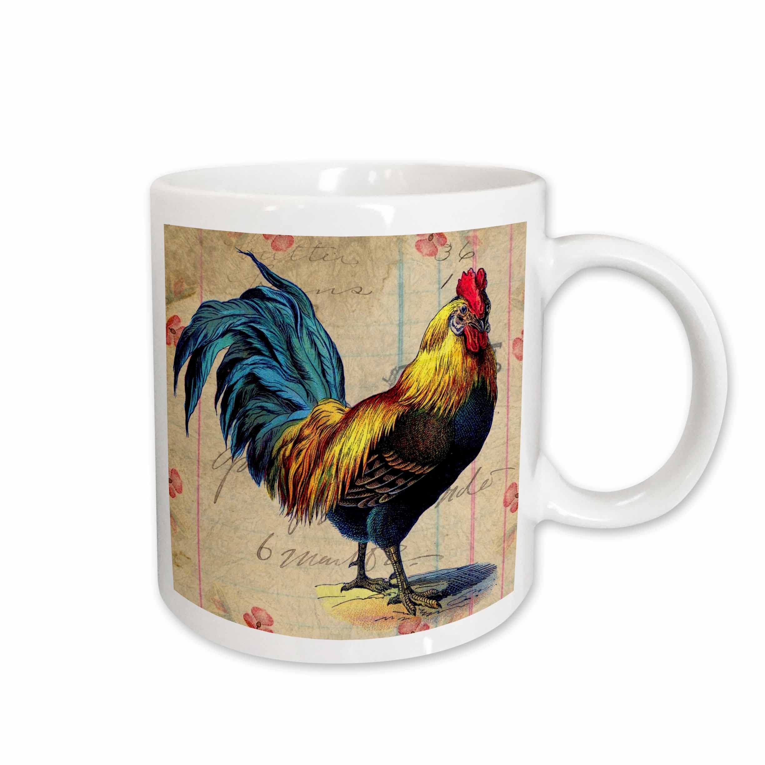 3dRose (mug_108229_2) Vintage Rooster Digital Art by Angelandspot - Ceramic Mug, 15-ounce
