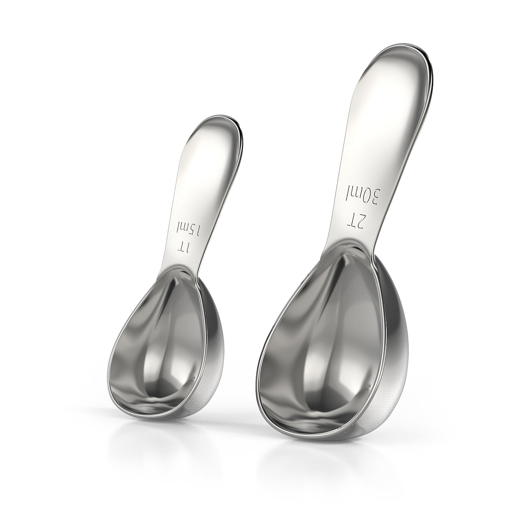 Balci - Stainless Steel Coffee Scoop Set (1&2 Tablespoon, 15Ml And 30Ml) Exact Measuring Spoons For Coffee, Tea, Sugar, Flour An